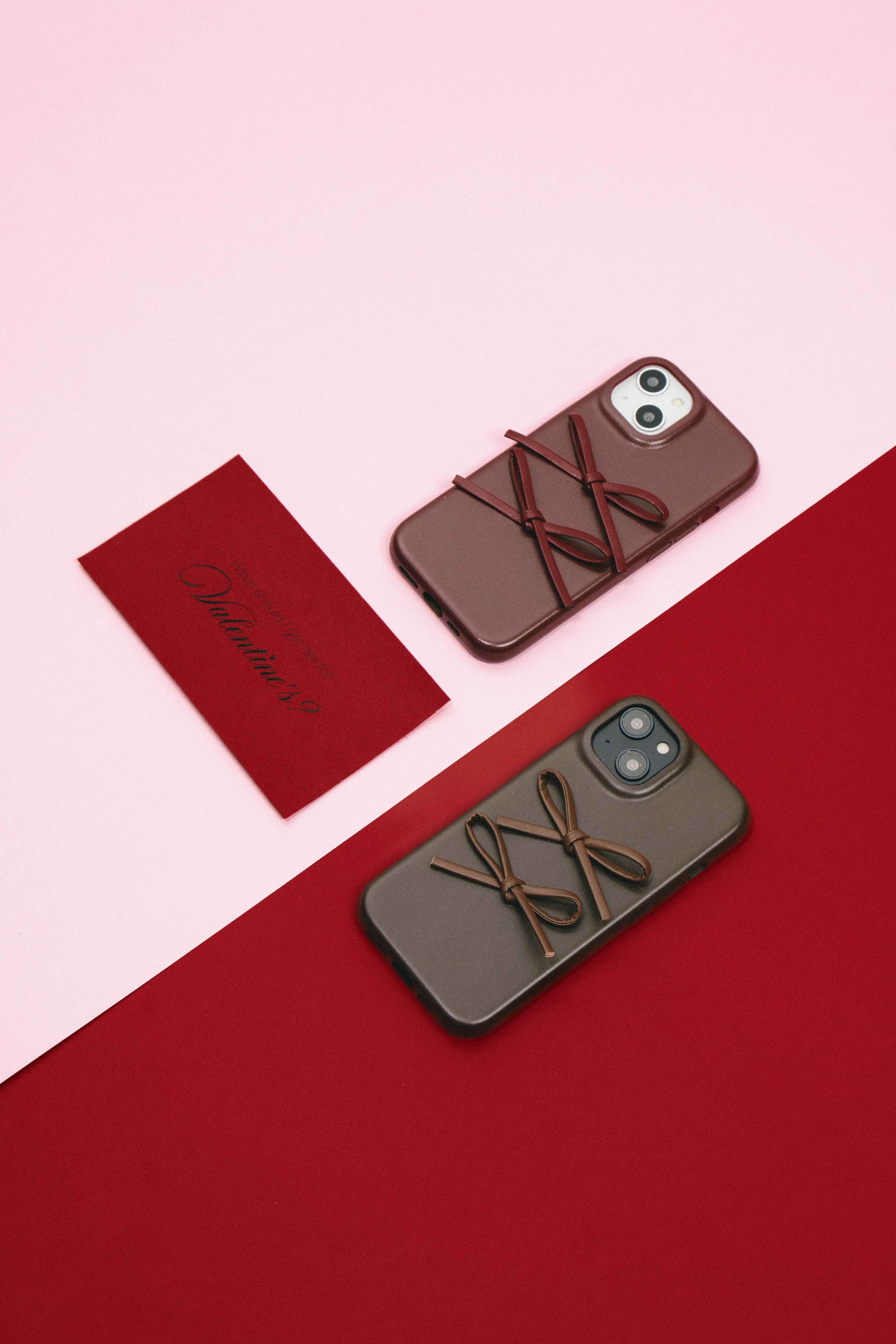 Burgundy and Chocolate Brown Ribbon Bow Phone Cases for iPhone 16 Pro Max featuring decorative bow details, leather-inspired textures, and stylish protective designs