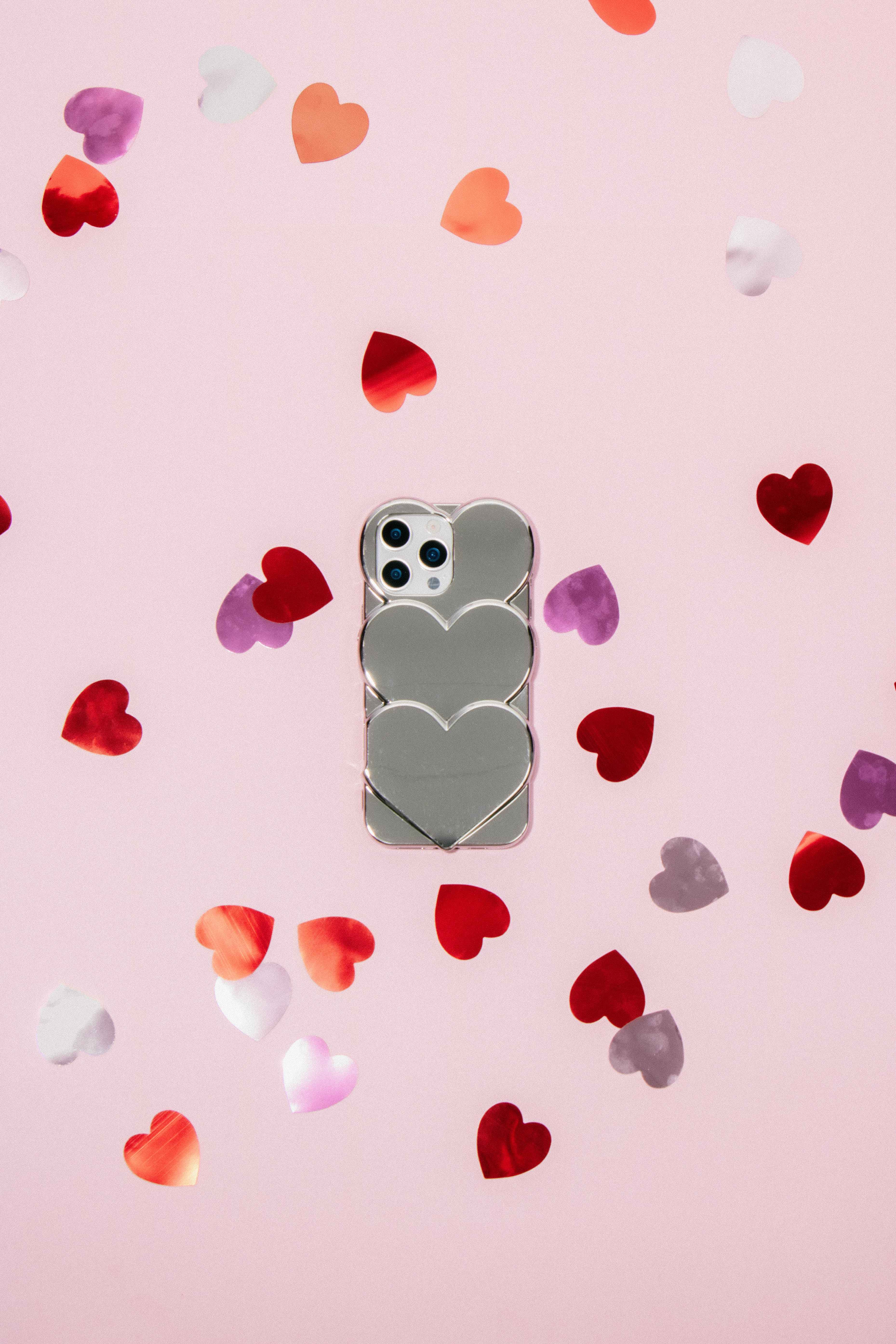 Stuck Heart Phone Case for iPhone 16 Pro Max - Silver