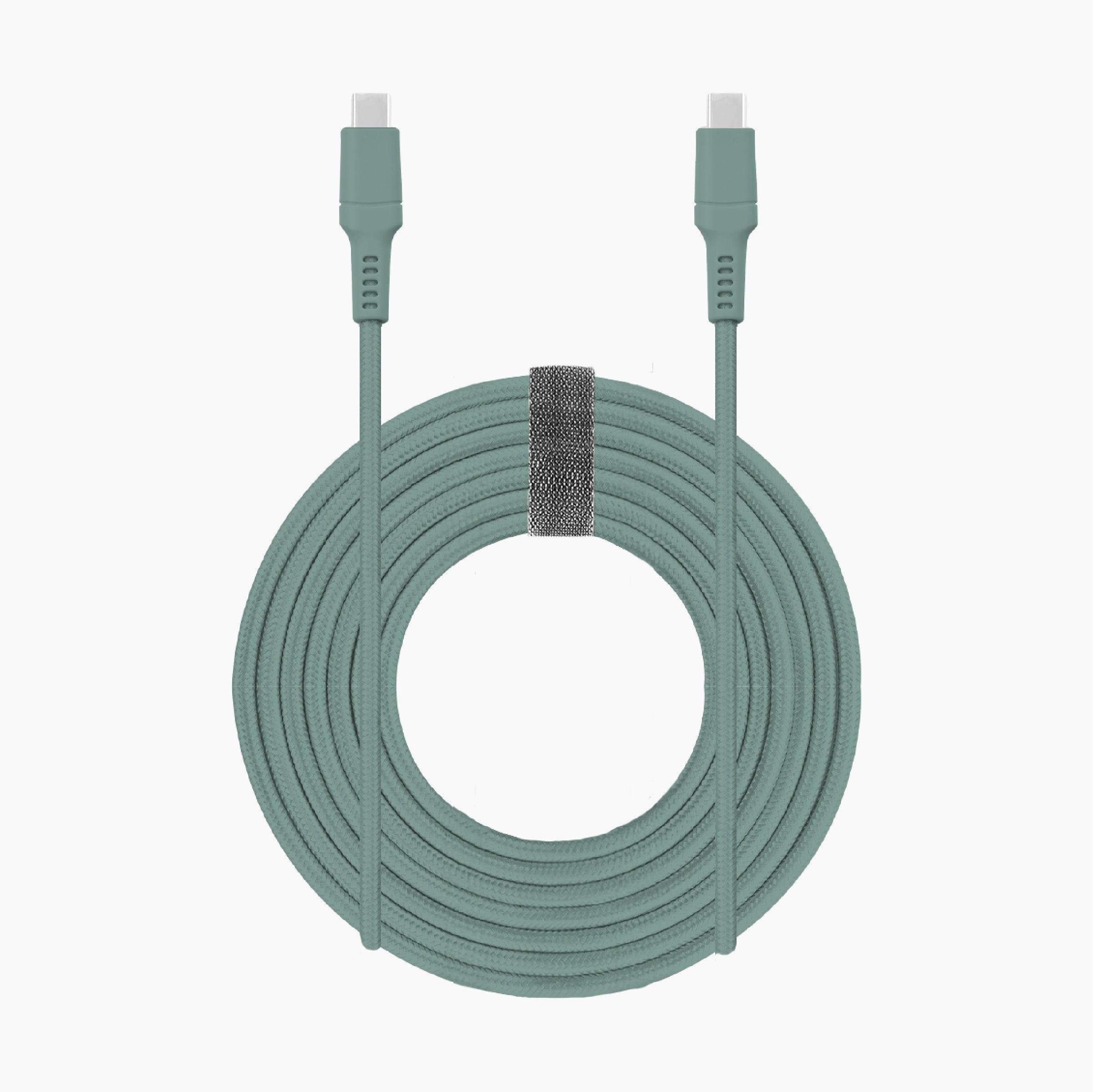 10ft Braided USB-C to USB-C Cable - Sage