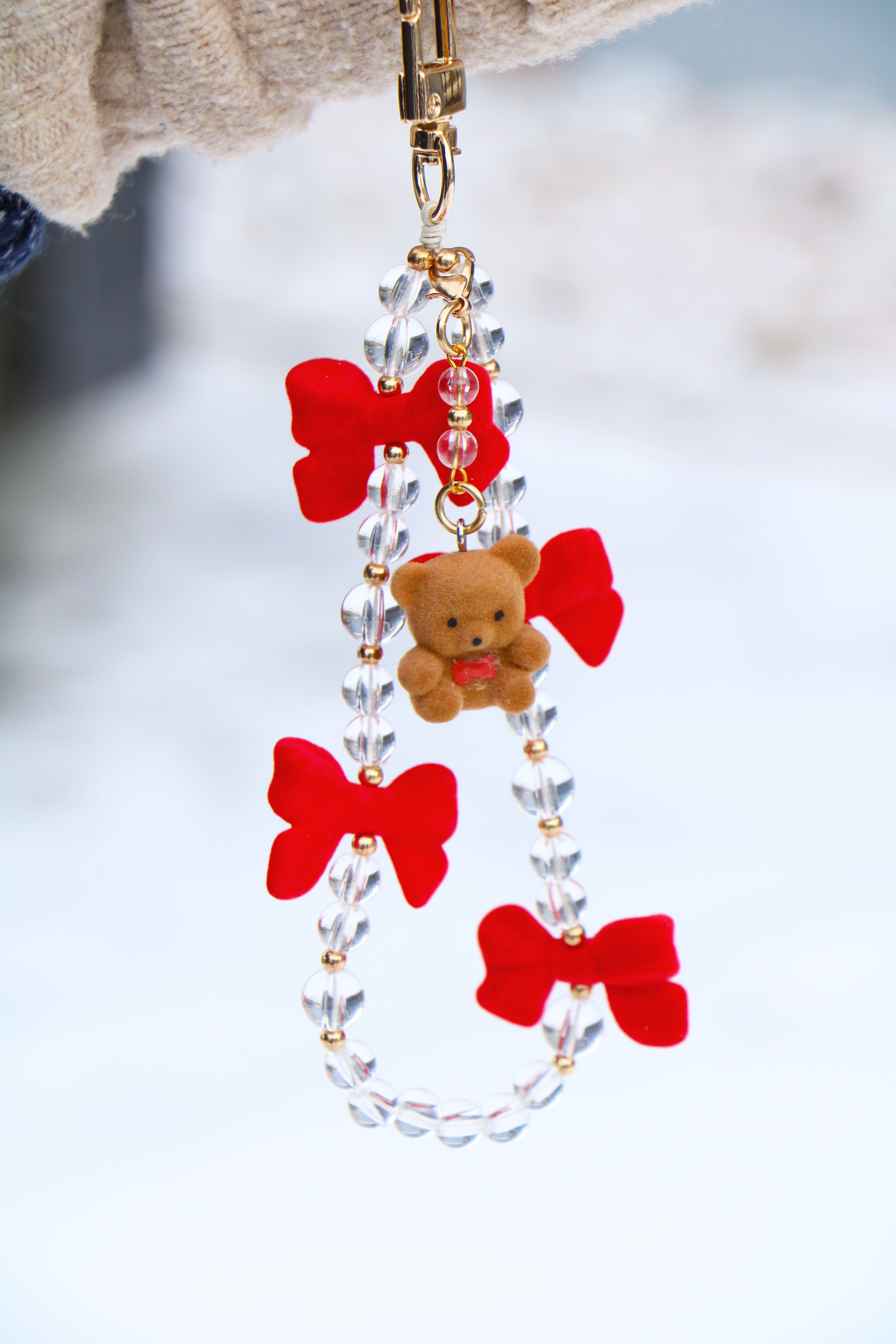 Beaded Wristlet - Beary Bear Holiday