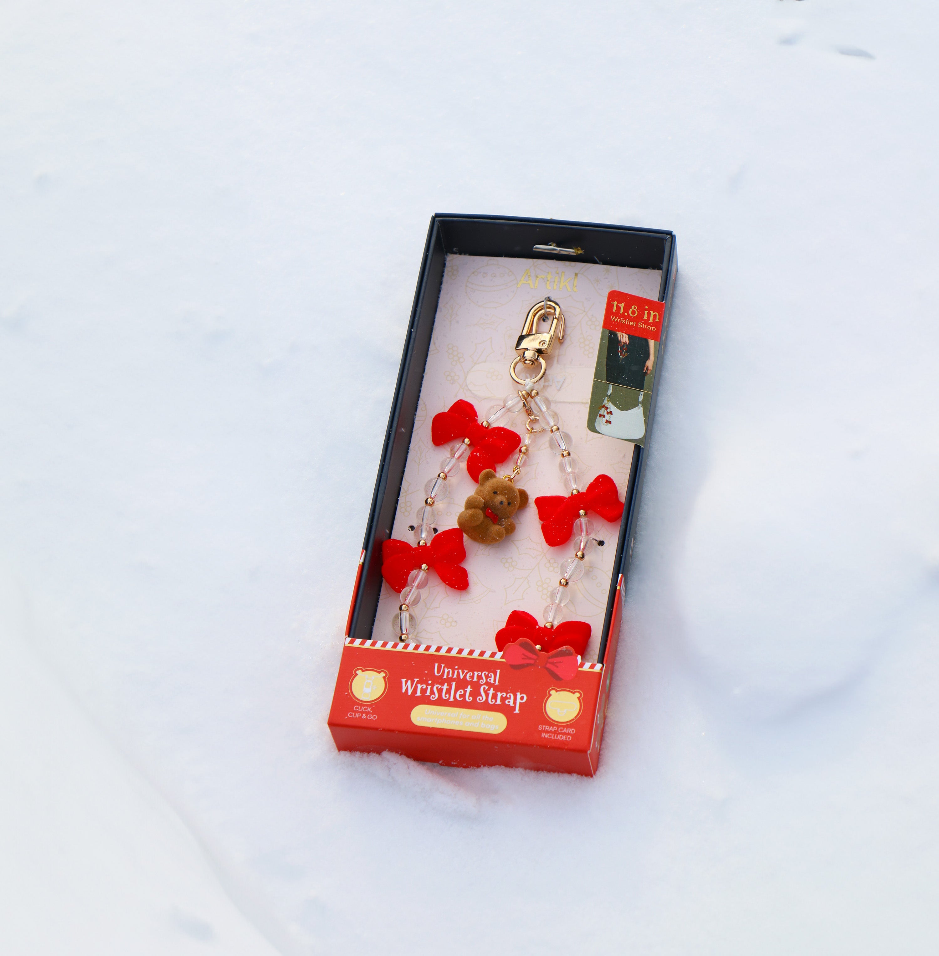 Beaded Wristlet - Beary Bear Holiday