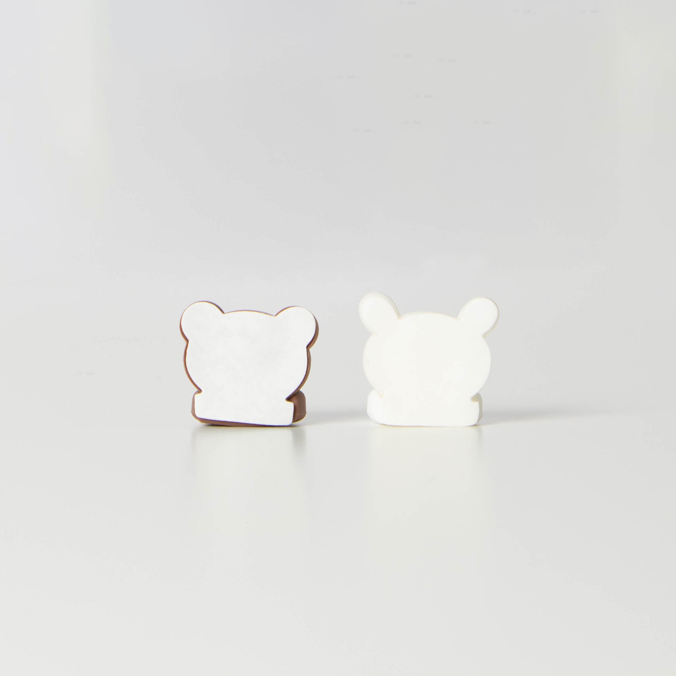 Artikl Bunny & Bear Cable Clip Organizer back view showing bear and bunny clip undersides ready for adhesive sticker attachment