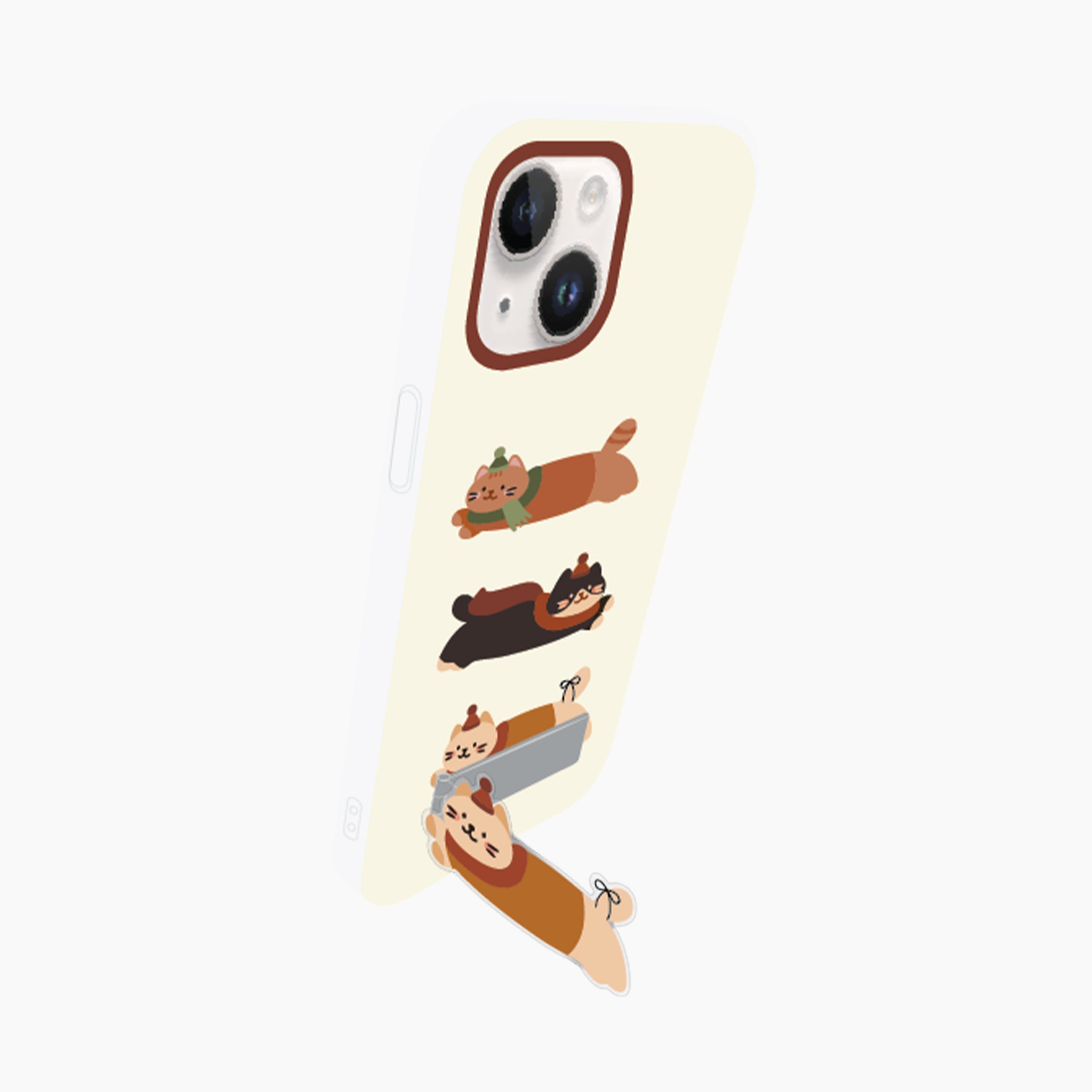 Case with Matching Kickstand for iPhone 15/14/13 - Fall Cat