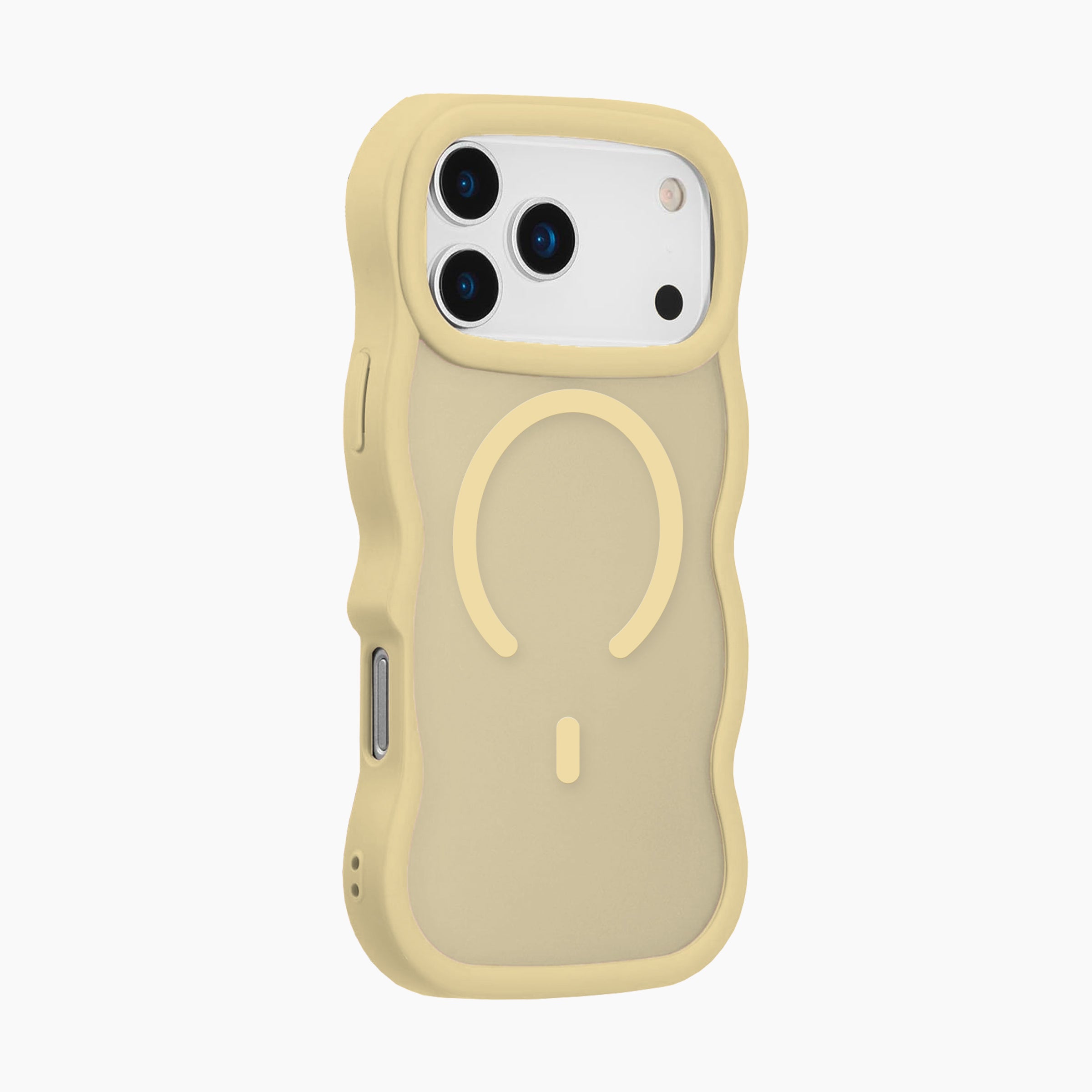 Artikl Cotton MagSafe Compatible Frosted Case for iPhone 17 Pro Max in Honey Silk featuring a soft-touch matte finish, wavy-edge bumper design, and built-in magnetic alignment