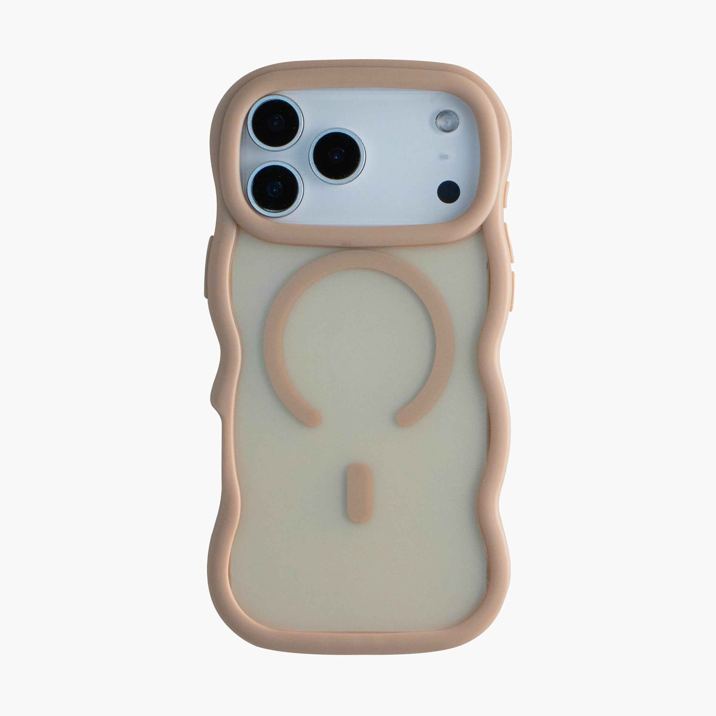 Mushroom Taupe Wavy MagSafe Compatible Phone Case for iPhone 17 Pro Max featuring a soft-touch finish, built-in magnetic ring, and minimalist protective design