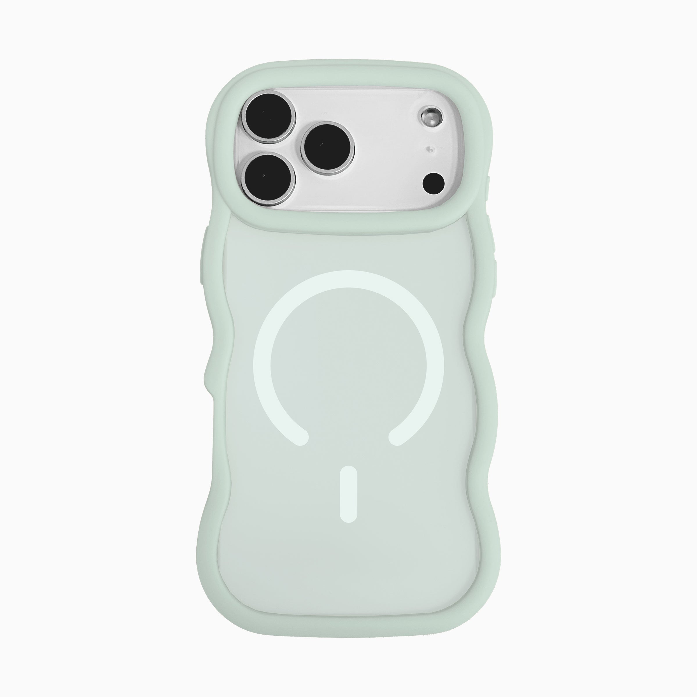 Artikl Cotton MagSafe Compatible Frosted Case for iPhone 17 Pro Max in Muted Mint featuring a soft-touch matte finish, wavy-edge bumper design, and built-in magnetic alignment