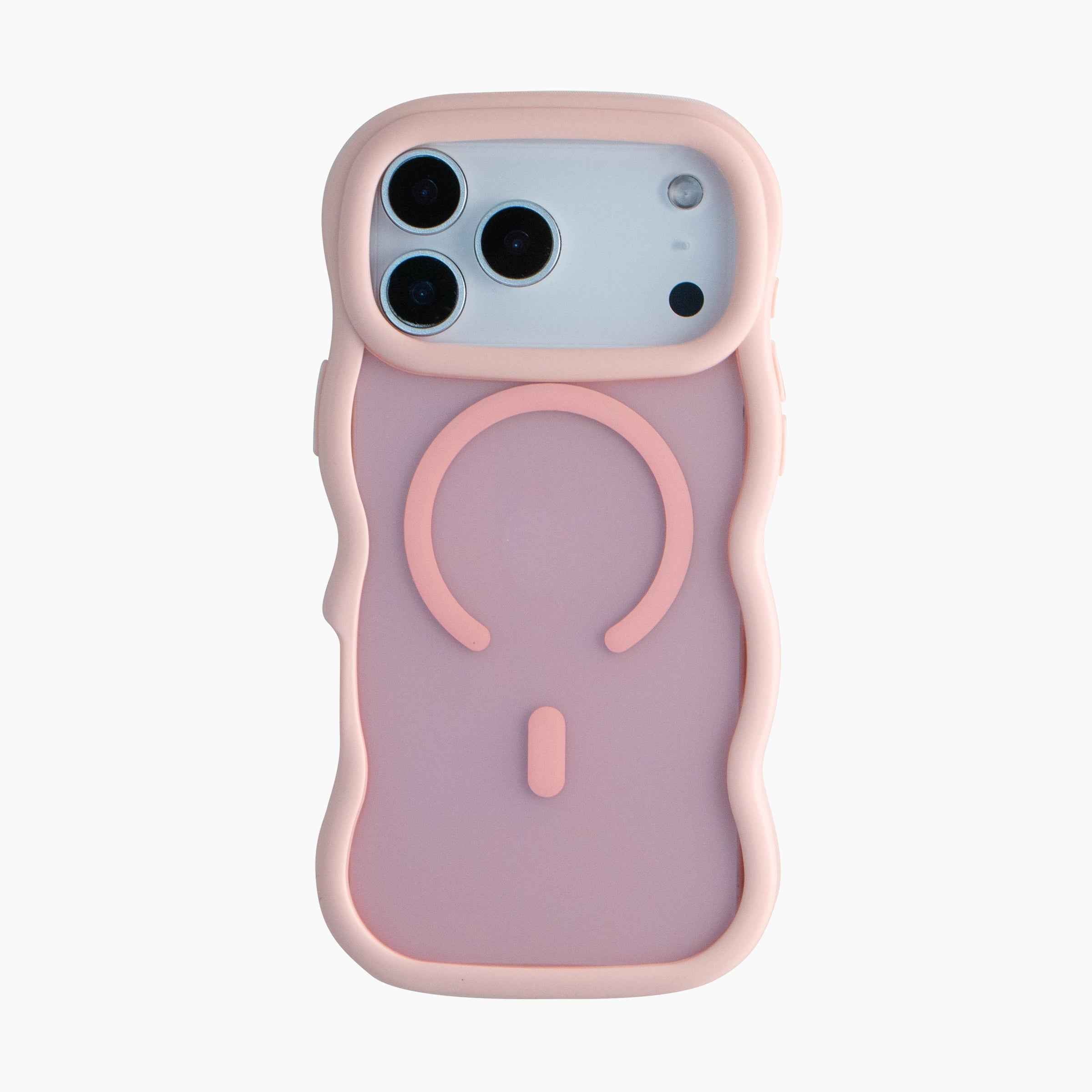 Pink Lavender Wavy MagSafe Compatible Phone Case for iPhone 17 Pro Max with a soft matte finish, protective bumper frame, and magnetic charging compatibility