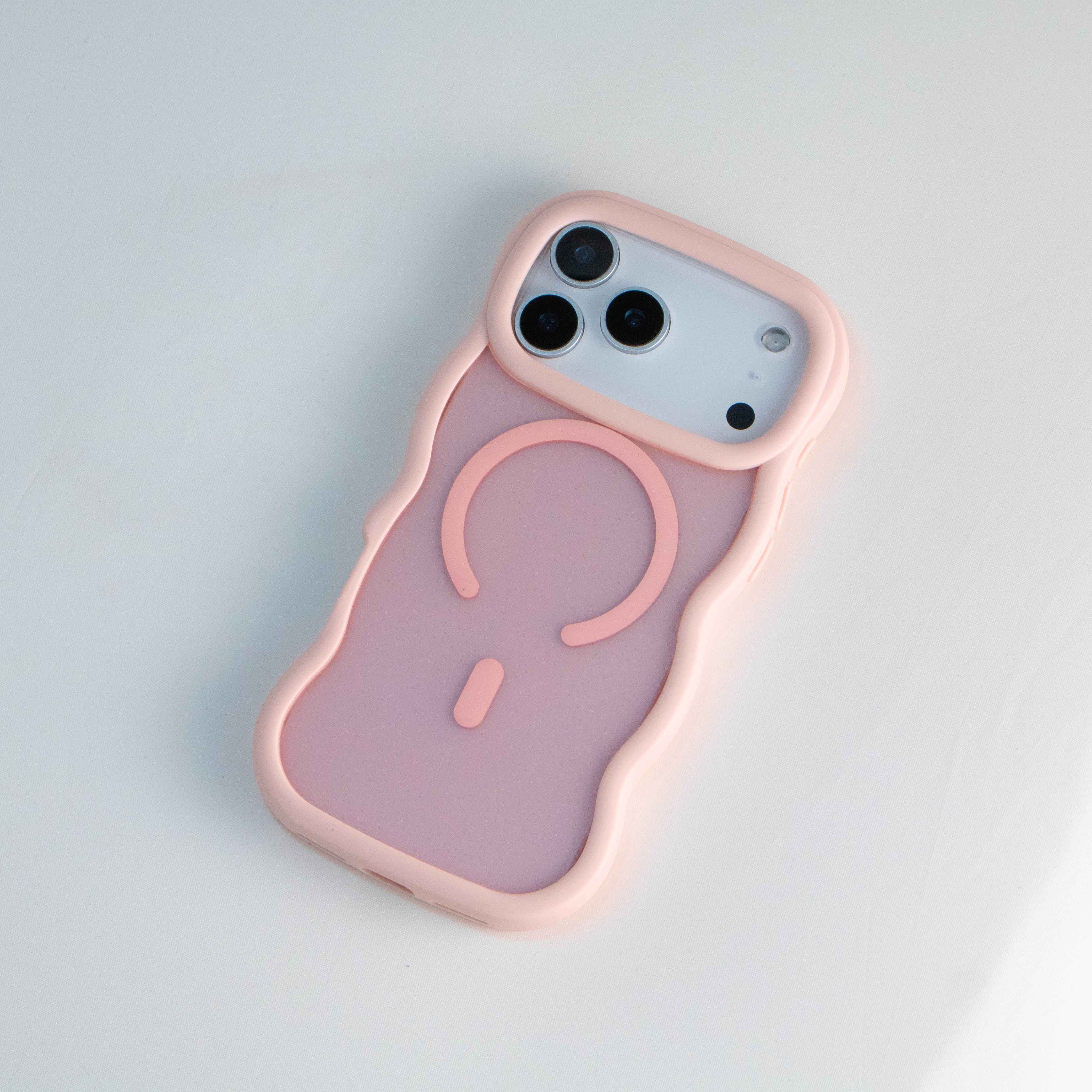 Pink Lavender MagSafe Compatible Frosted Case for iPhone 17 Pro Max featuring a soft-touch matte finish, wavy-edge bumper design, and built-in magnetic alignment