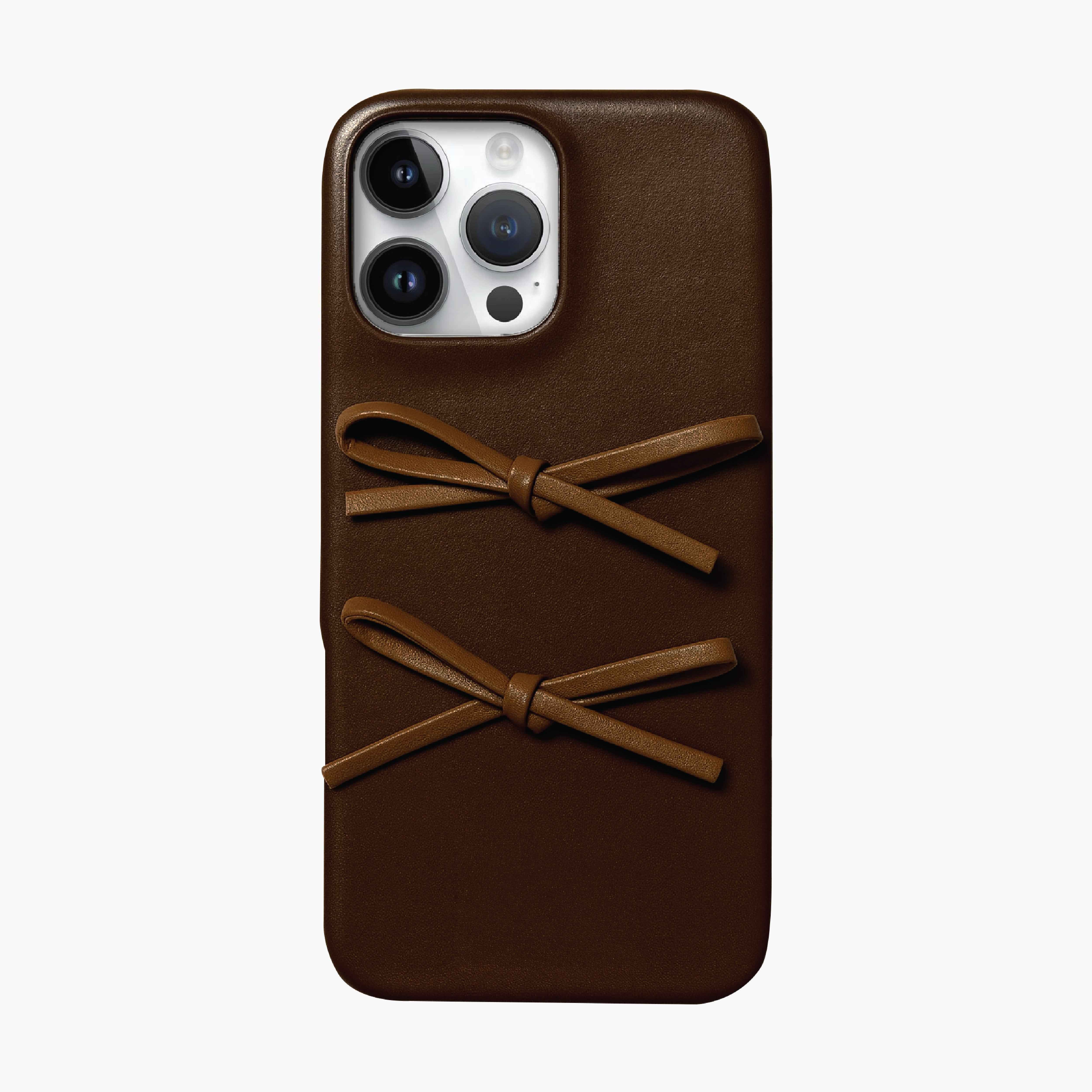 Double Bow Vegan Leather Phone Case for iPhone 16 Pro Max