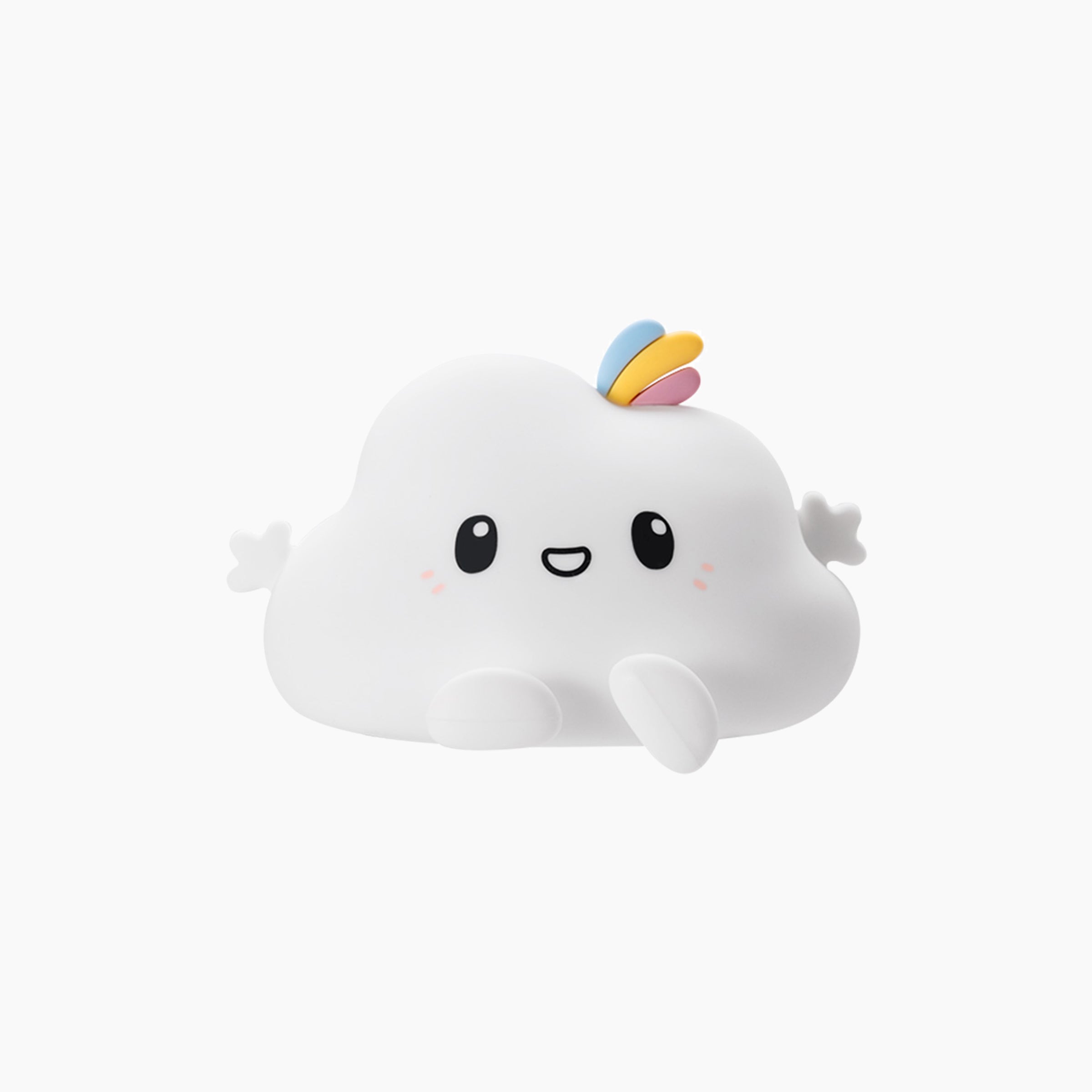 Cute Smiling Cloud Night Light Featuring Soft Silicone Design and Pastel Rainbow Detail for Bedroom, Desk, and Nursery Decor