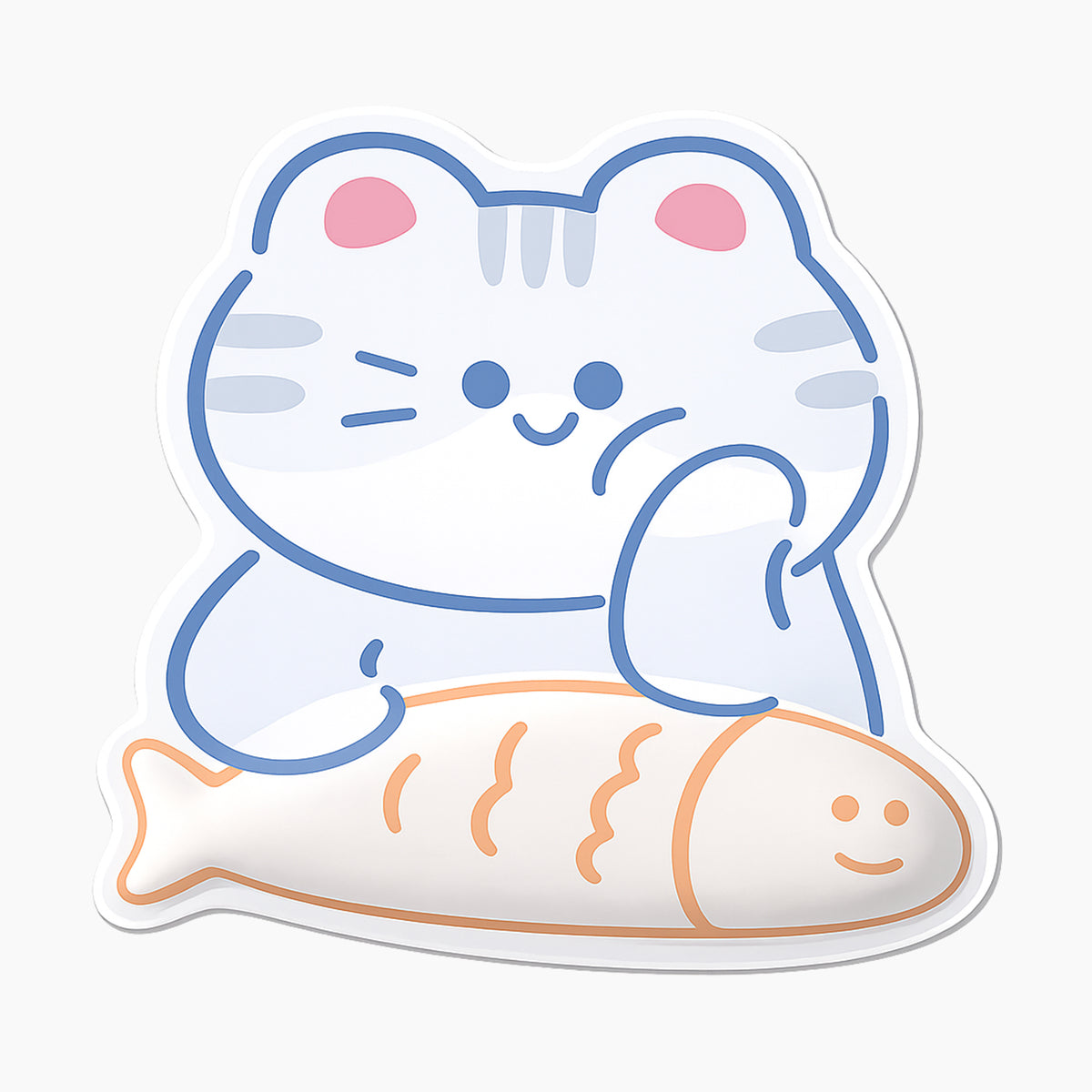 Padded Mouse Pad with Cotton Foam Wrist Rest - Cat & Fish