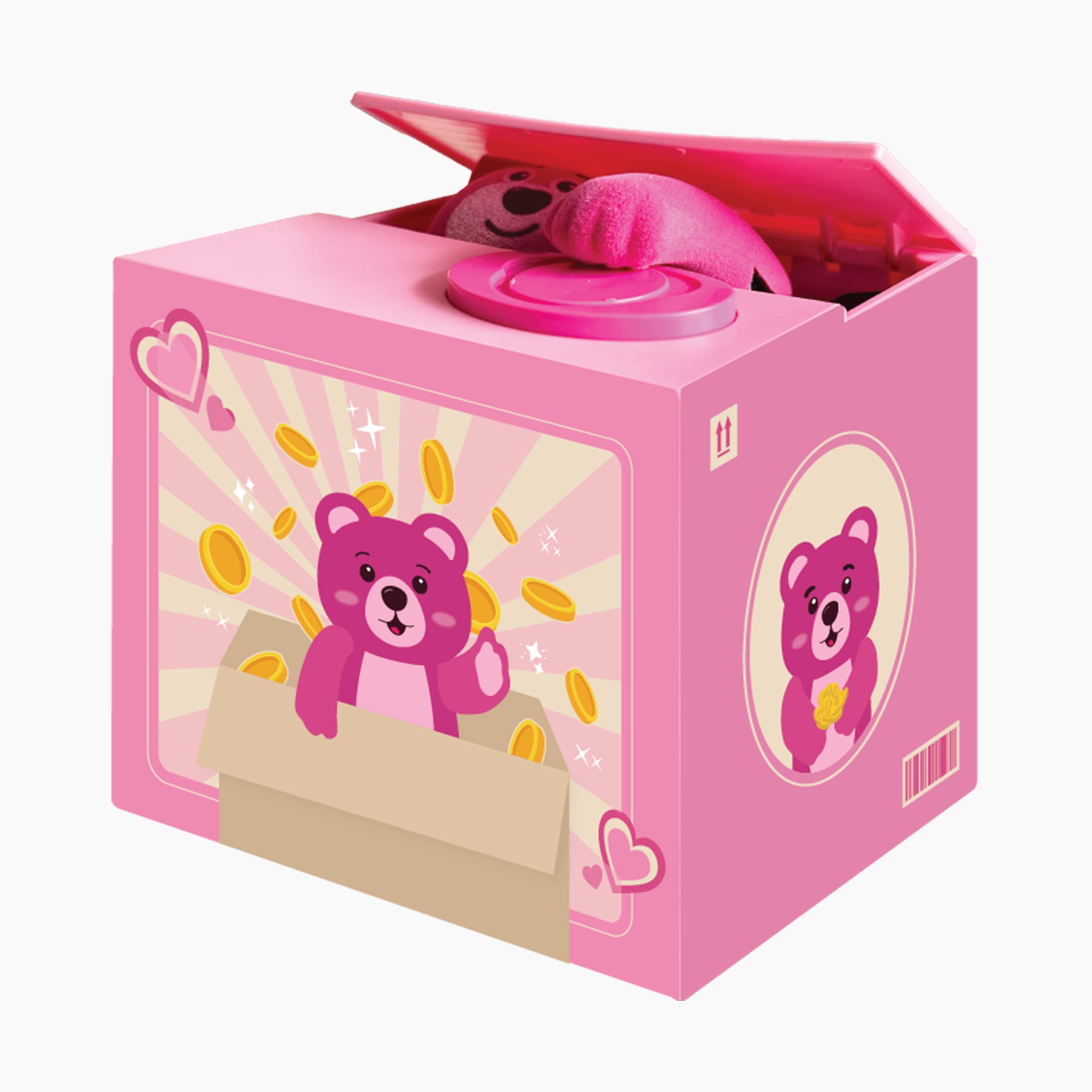 Pink Bear Grabbing Coin Bank