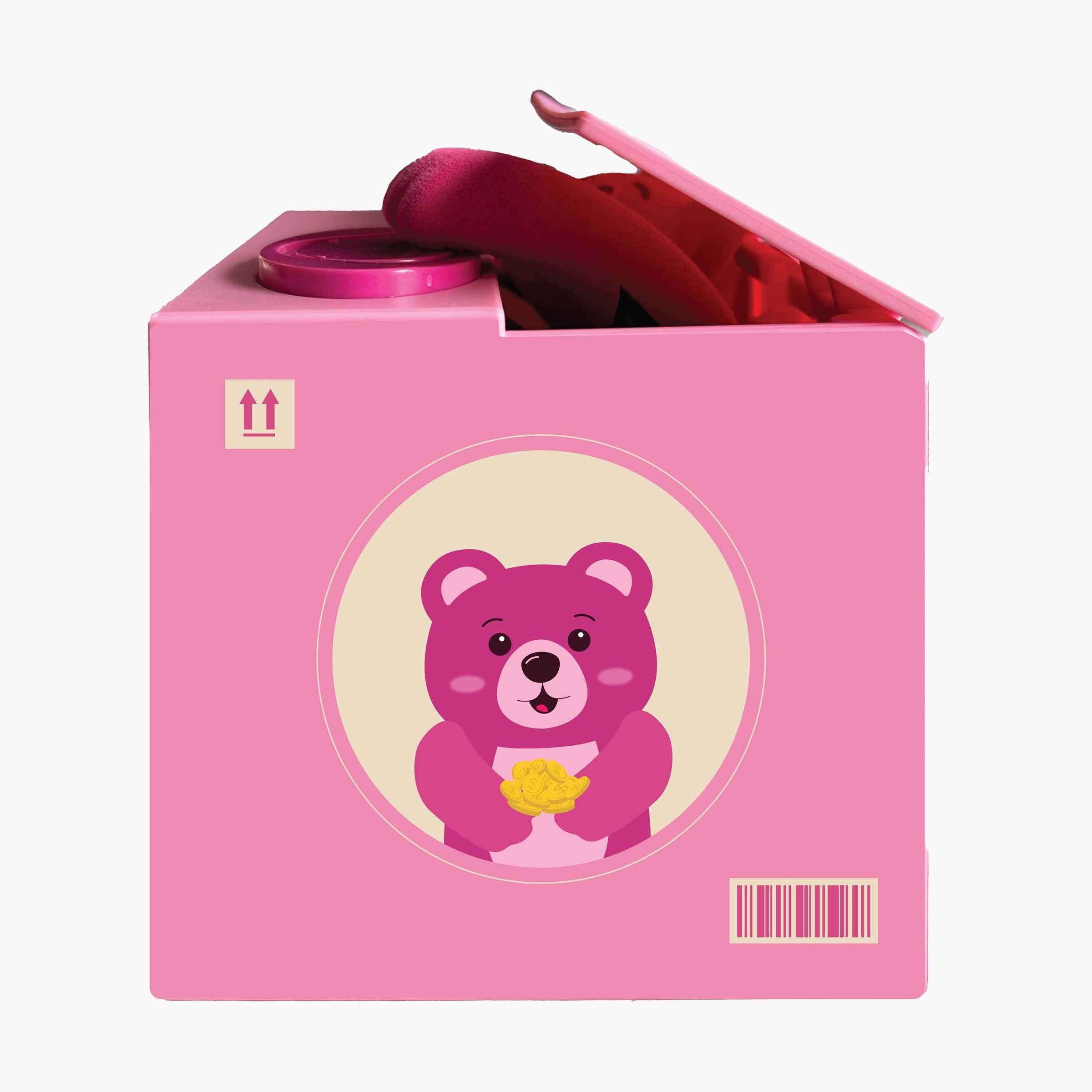 Pink Bear Grabbing Coin Bank