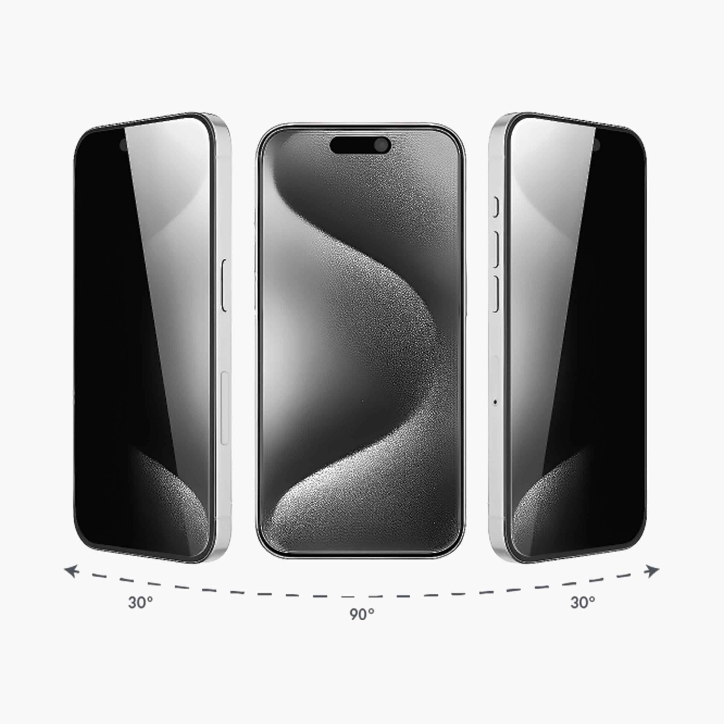 Privacy Tempered Glass with EZ Tab Applicator for iPhone 16/15 - Dual Pack