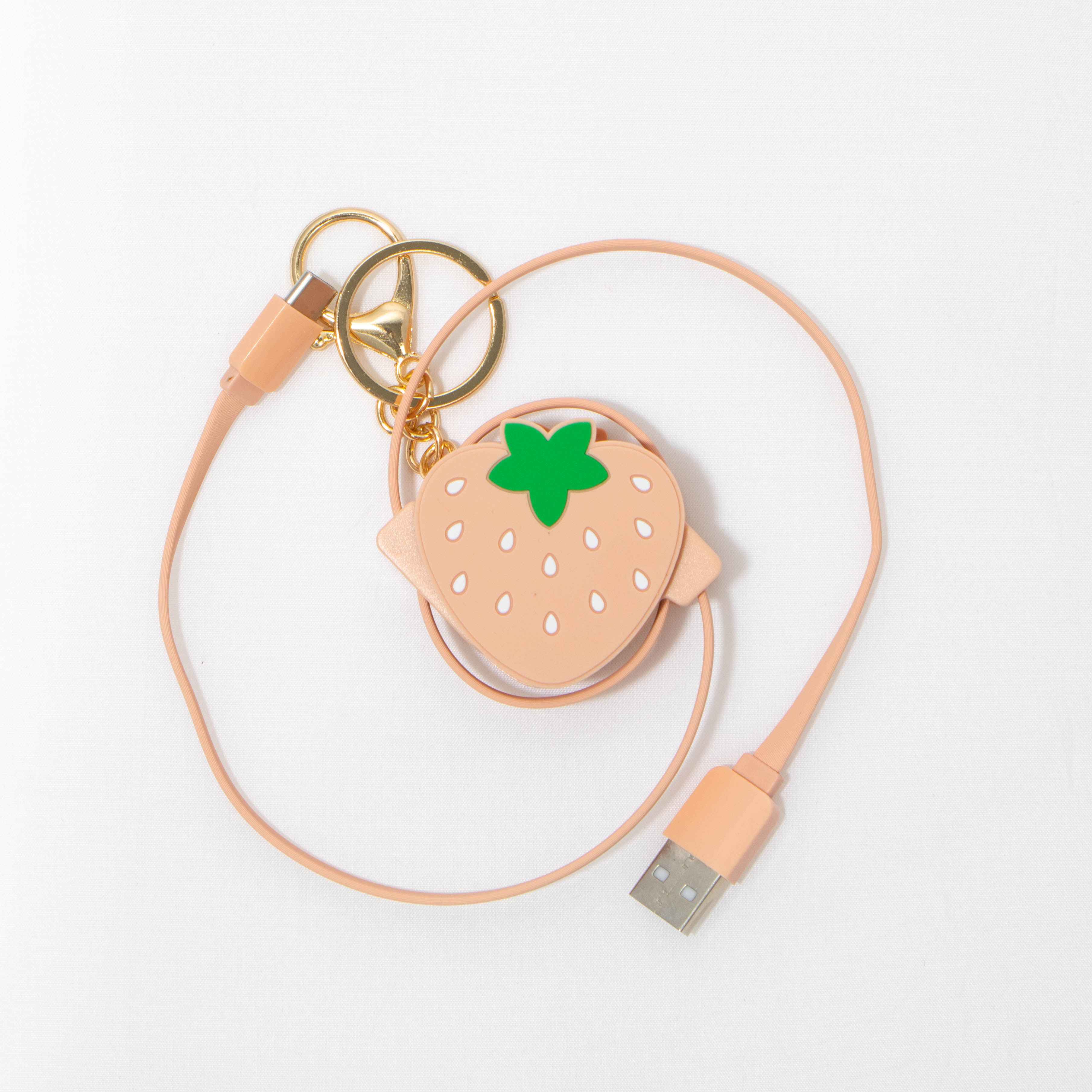 Retractable USB-A to USB-C Charging Cable - Strawberry