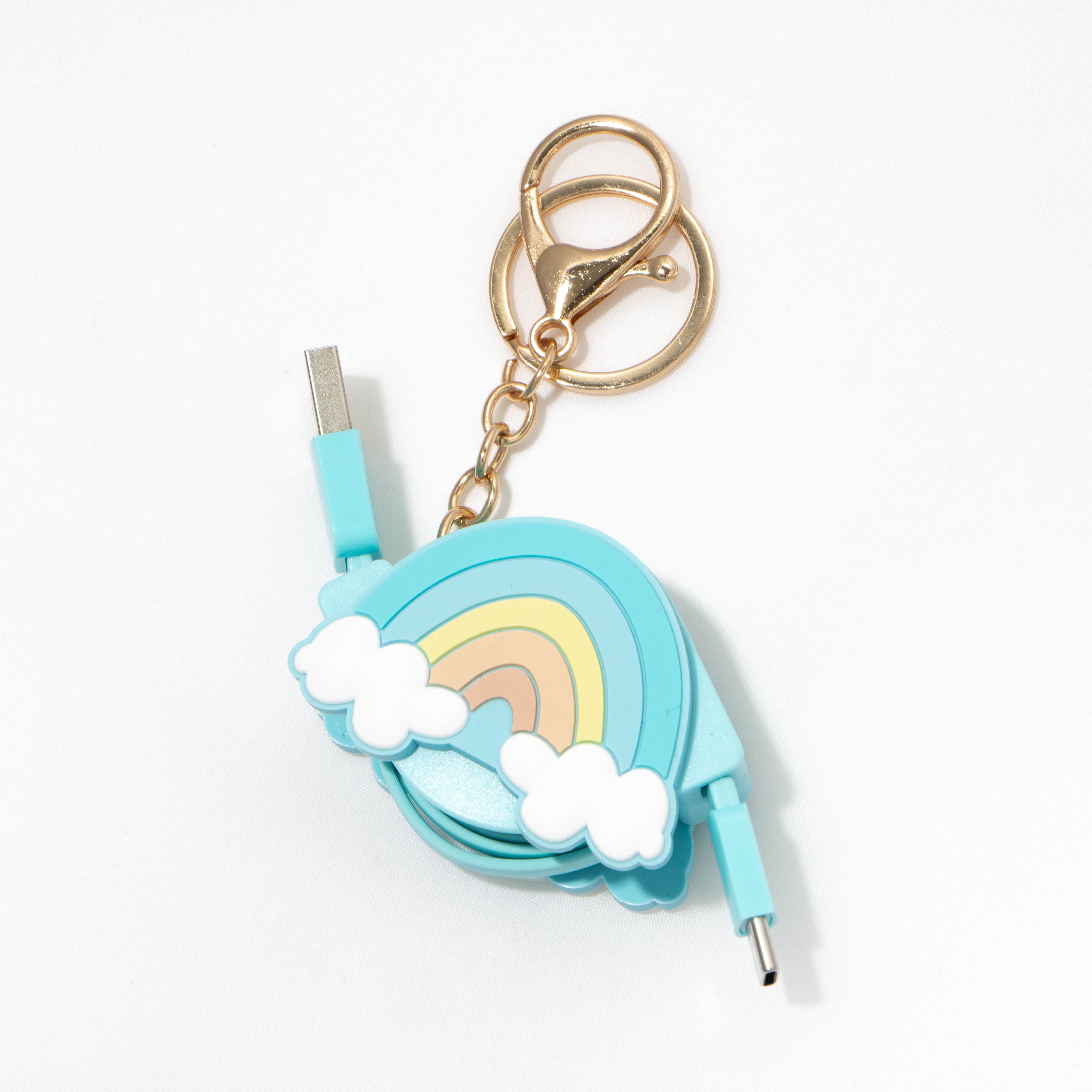 Retractable USB-A to USB-C Charging Cable - Rainbow