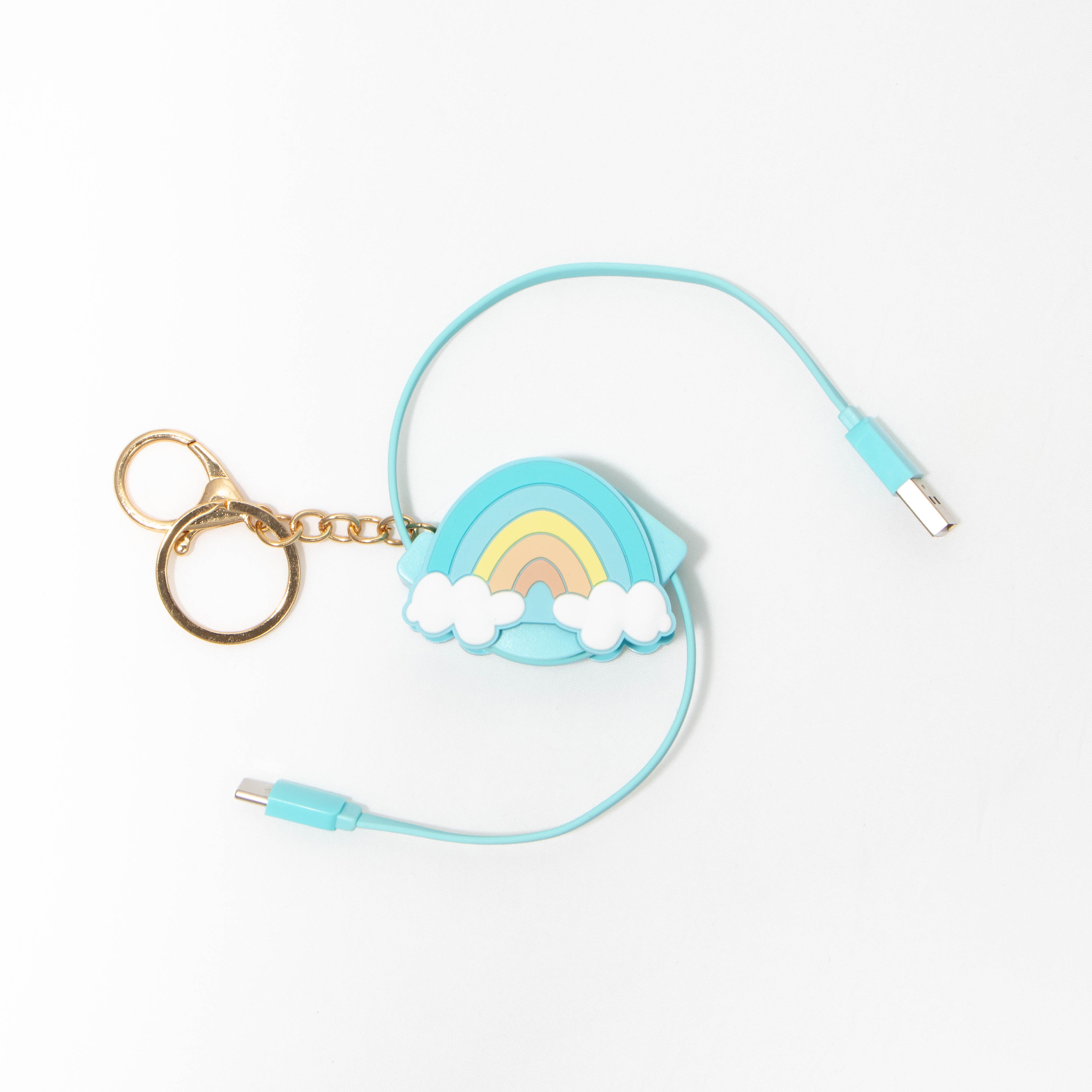 Retractable USB-A to USB-C Charging Cable - Rainbow