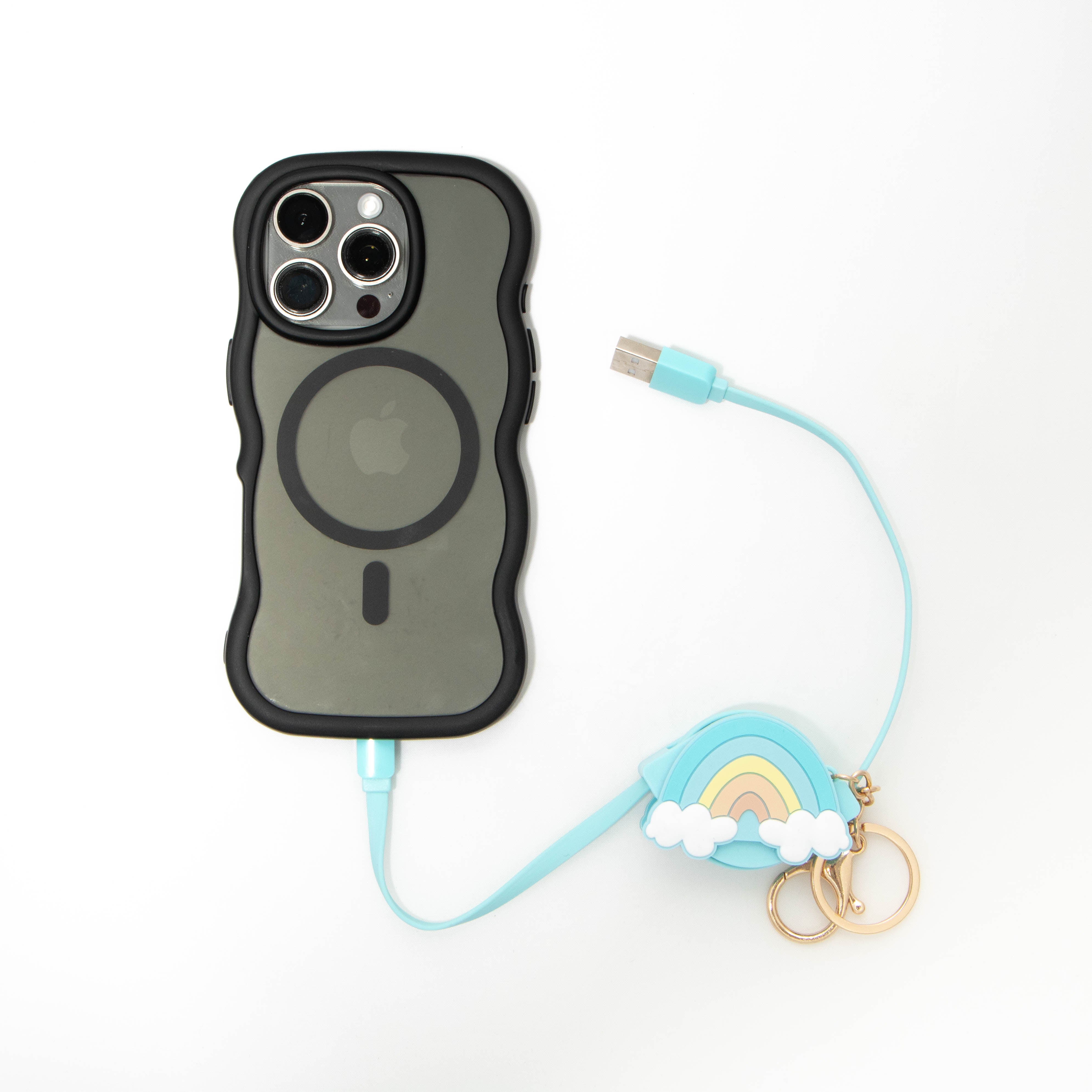 Retractable USB-A to USB-C Charging Cable - Rainbow