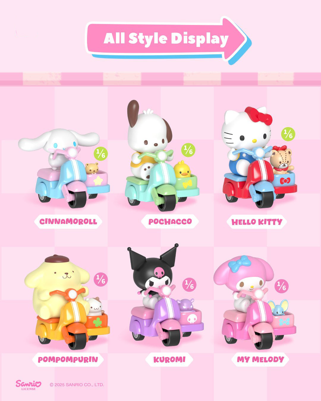 Sanrio Characters Breezy Scooter Series Moveable Toy Blind Box