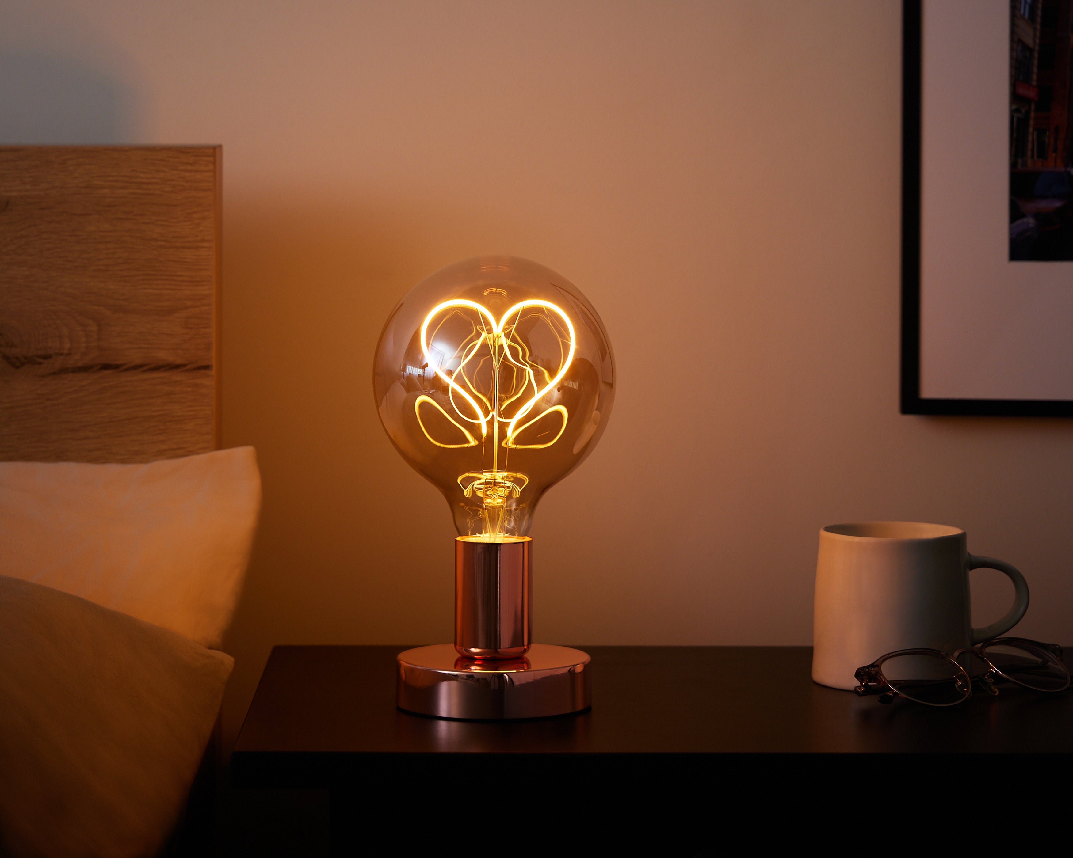 Soft Filament Round "Heart" Bulb