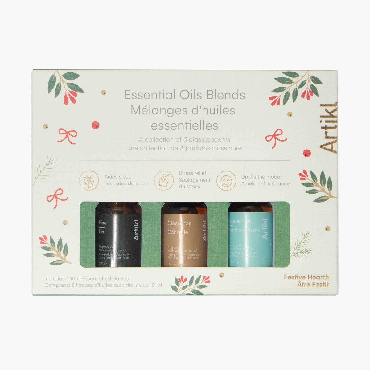 Three Pack Essential Oil for Christmas - Pine, Cinnamon, Peppermint