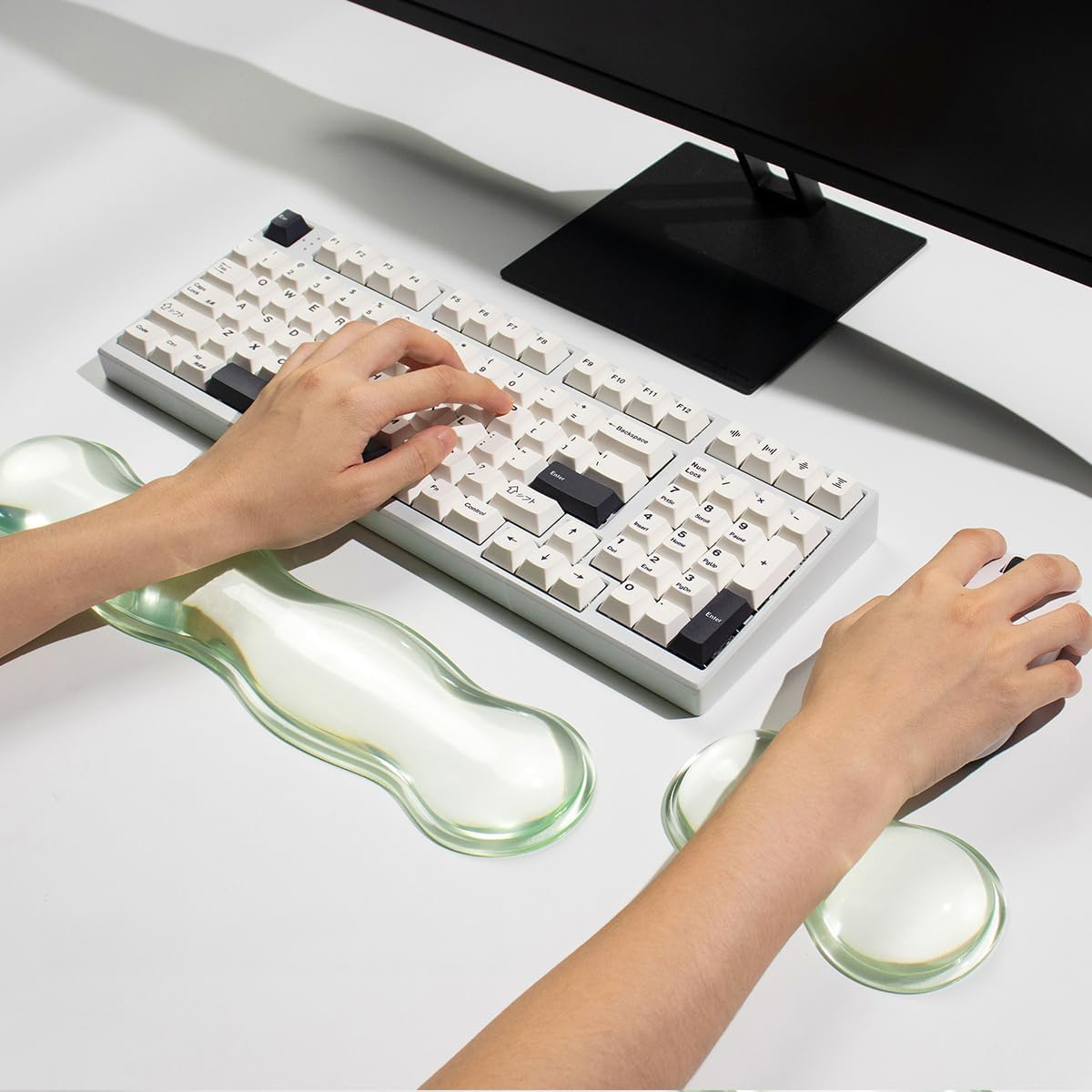 Transparent Wavy Gel Keyboard & Mouse Wrist Rest Set