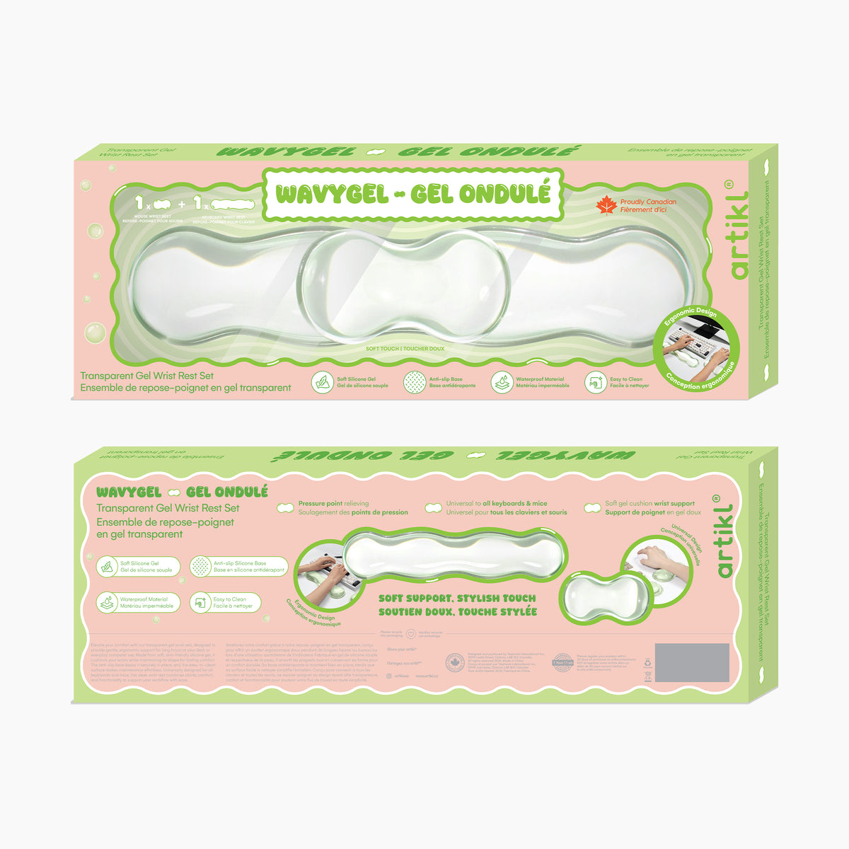 Transparent Wavy Gel Keyboard & Mouse Wrist Rest Set
