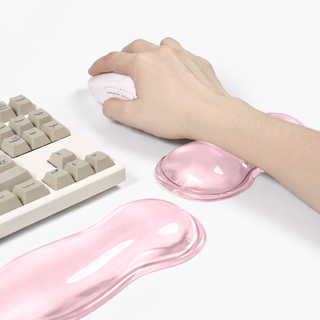 Transparent Wavy Gel Keyboard & Mouse Wrist Rest Set