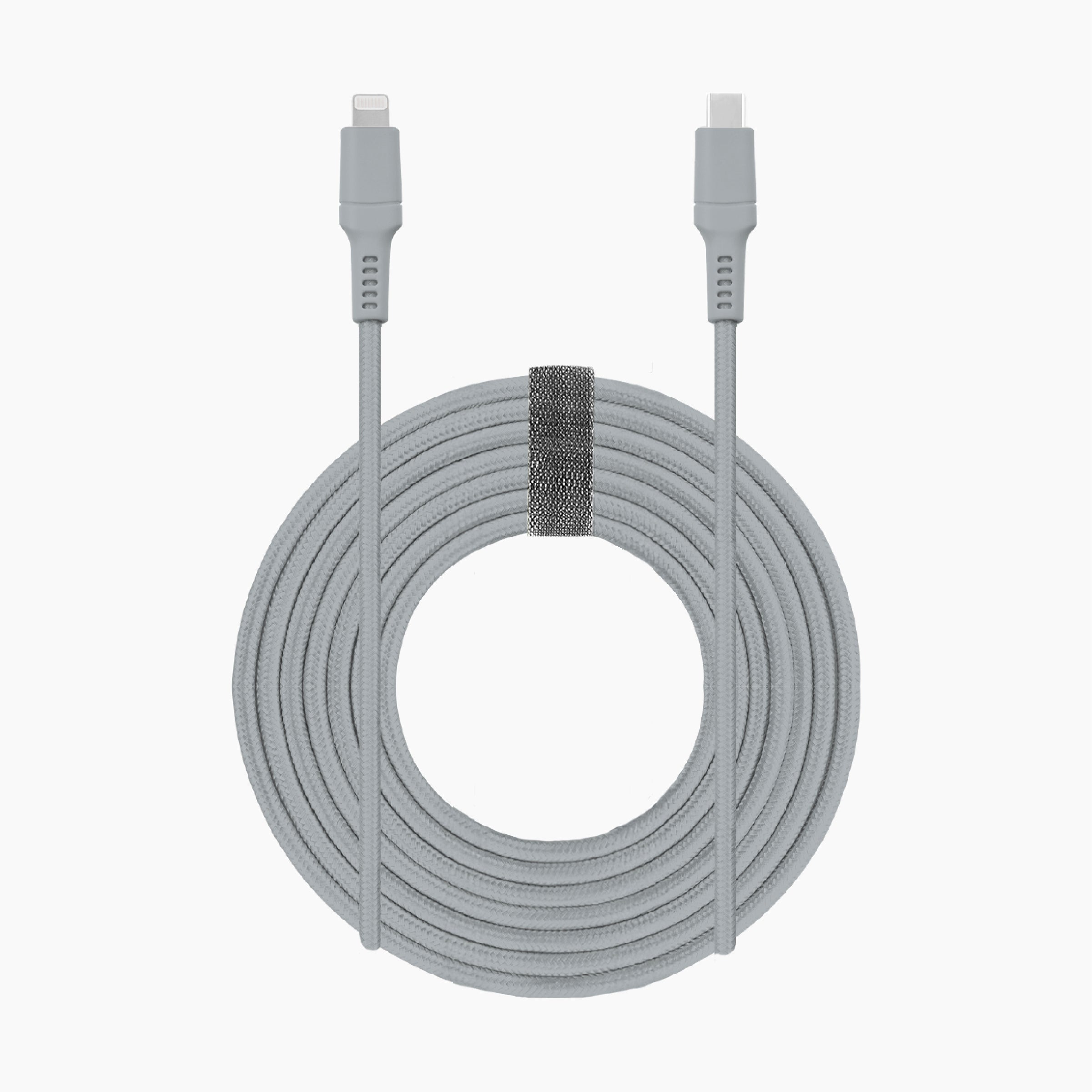 10ft Braided USB-C to Lightning Cable - Silver