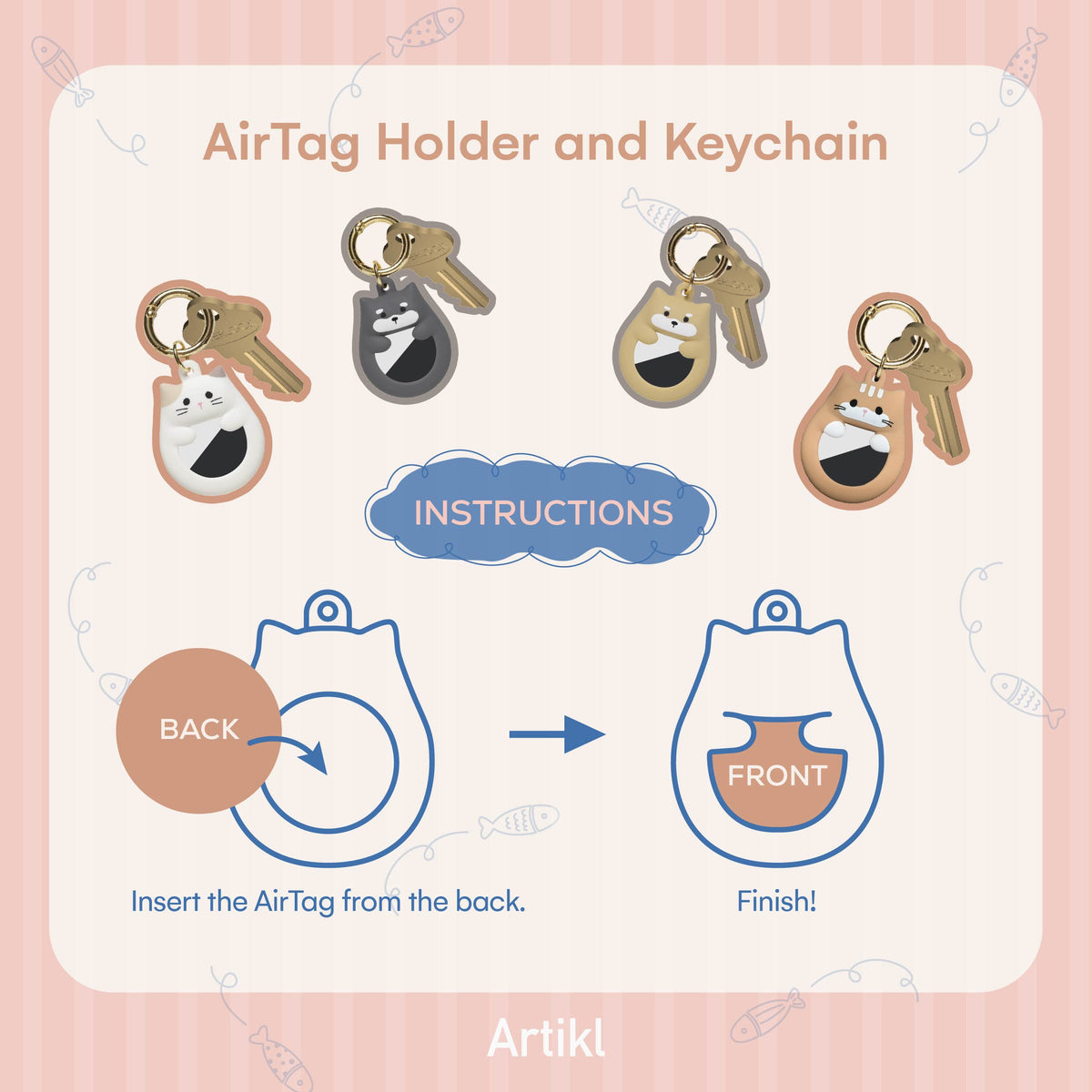 Silicone AirTag Holder Set (2 Pack) – Hugging Cats