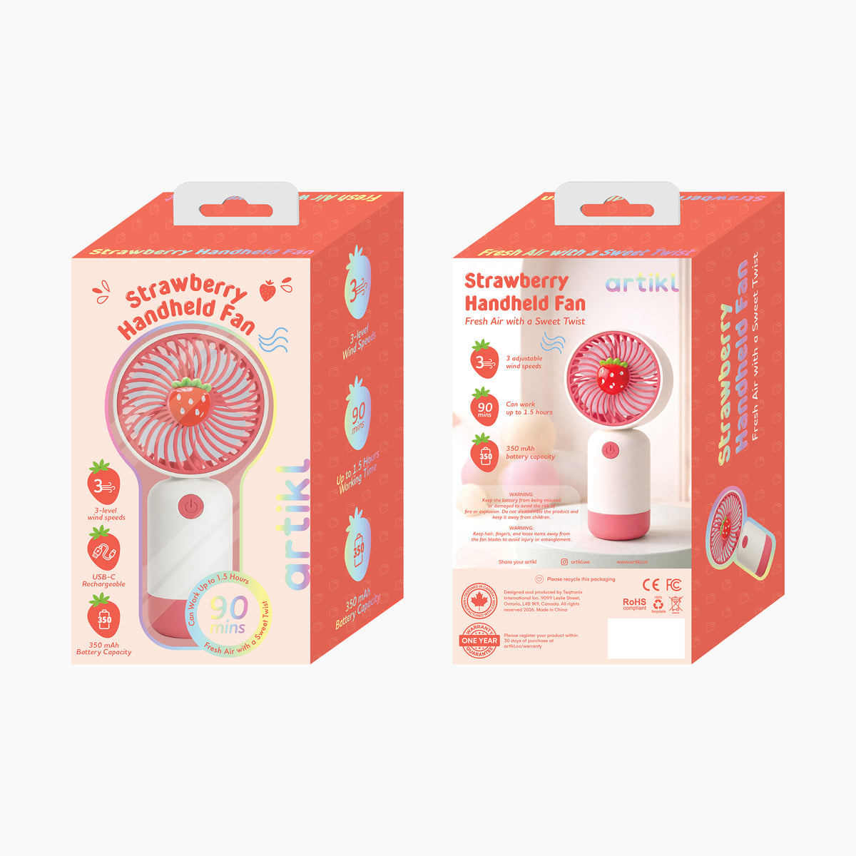 Portable Strawberry Mini Handheld Fan