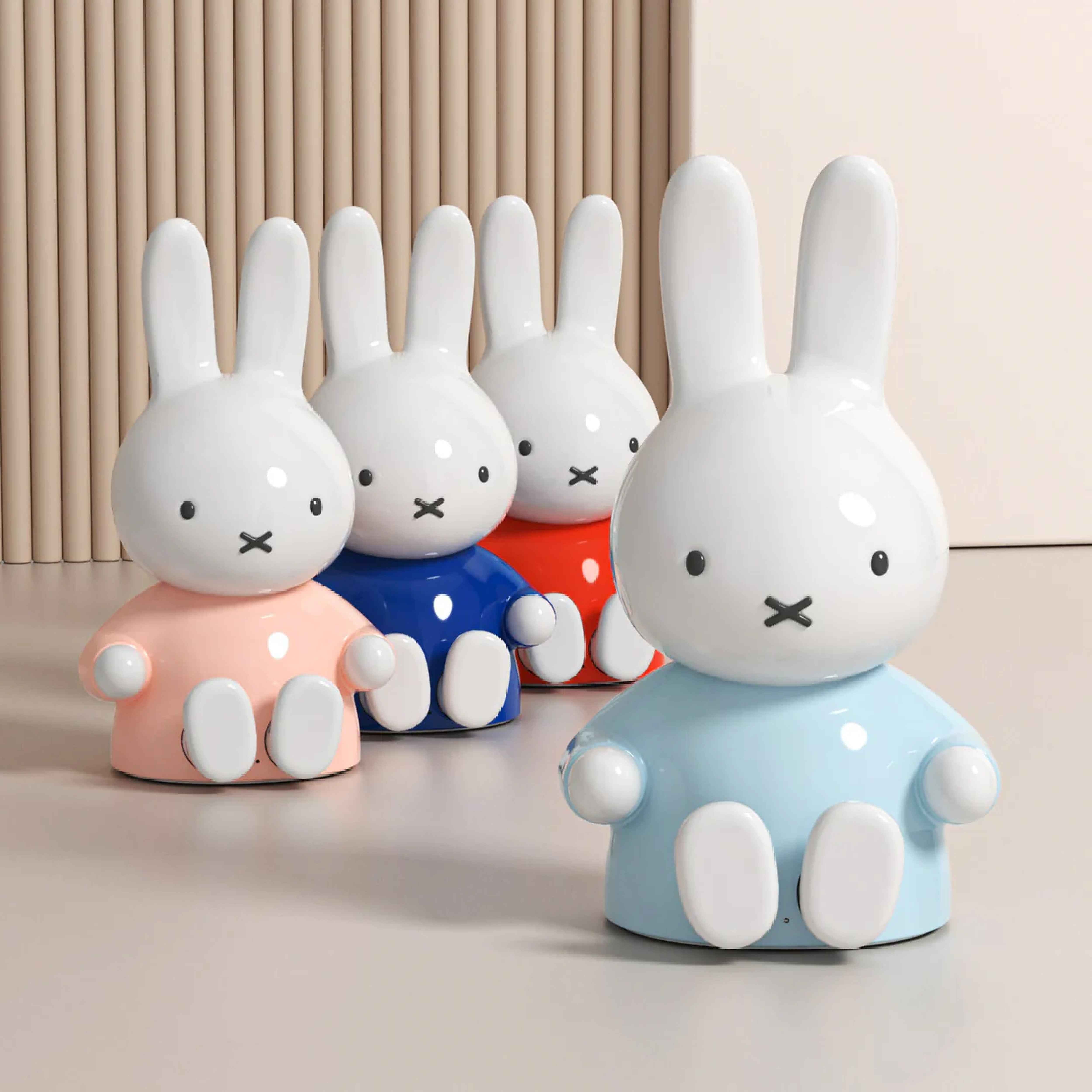 Miffy mini humidifier color collection featuring multiple Miffy character designs with ambient lighting and compact desktop humidifier functionality