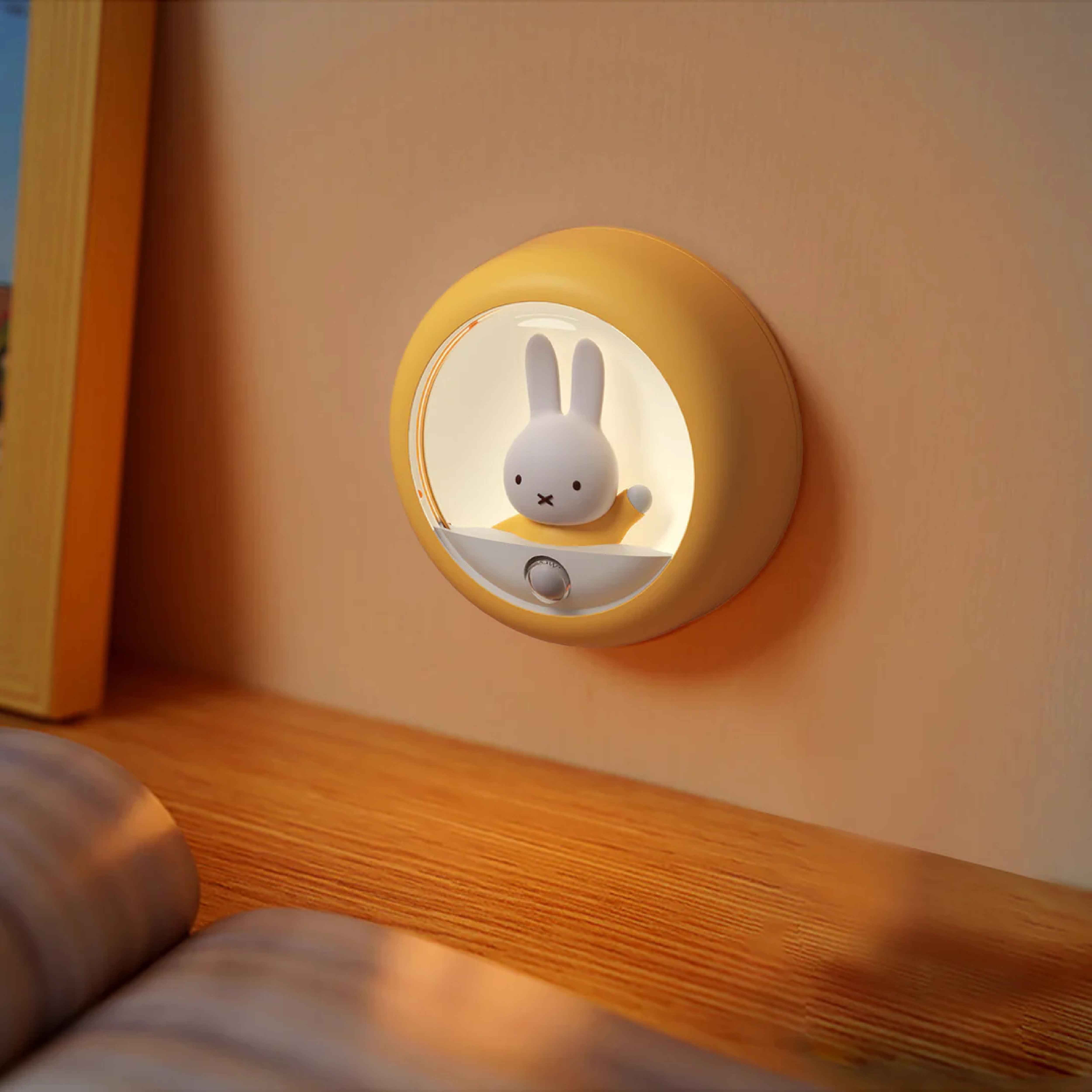 Miffy wall-mounted night light with soft ambient lighting, collectible Miffy figure, and cozy bedroom decor for nurseries and children's rooms