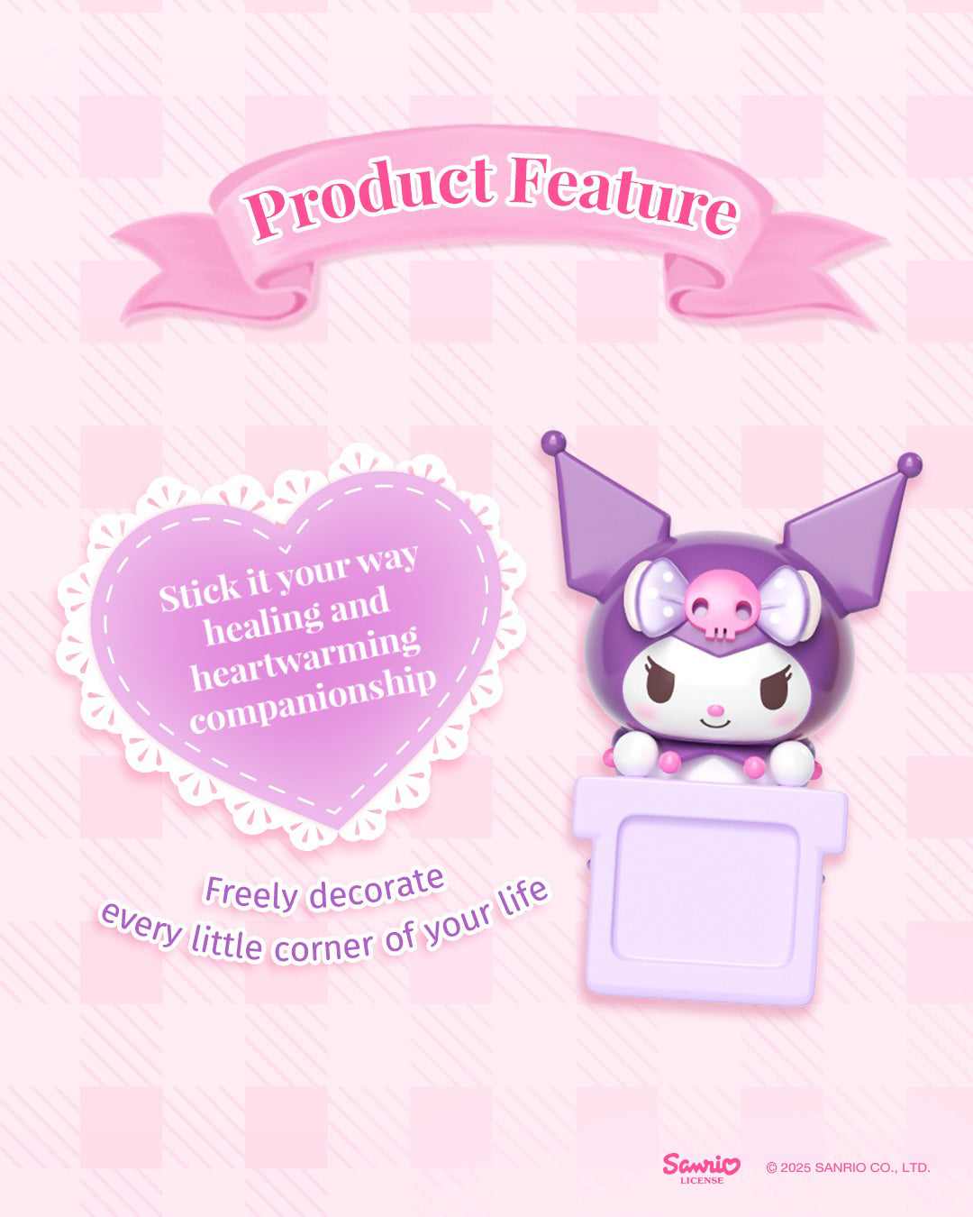 Kuromi Bow Sweetheart Peek-A-Pals collectible figure