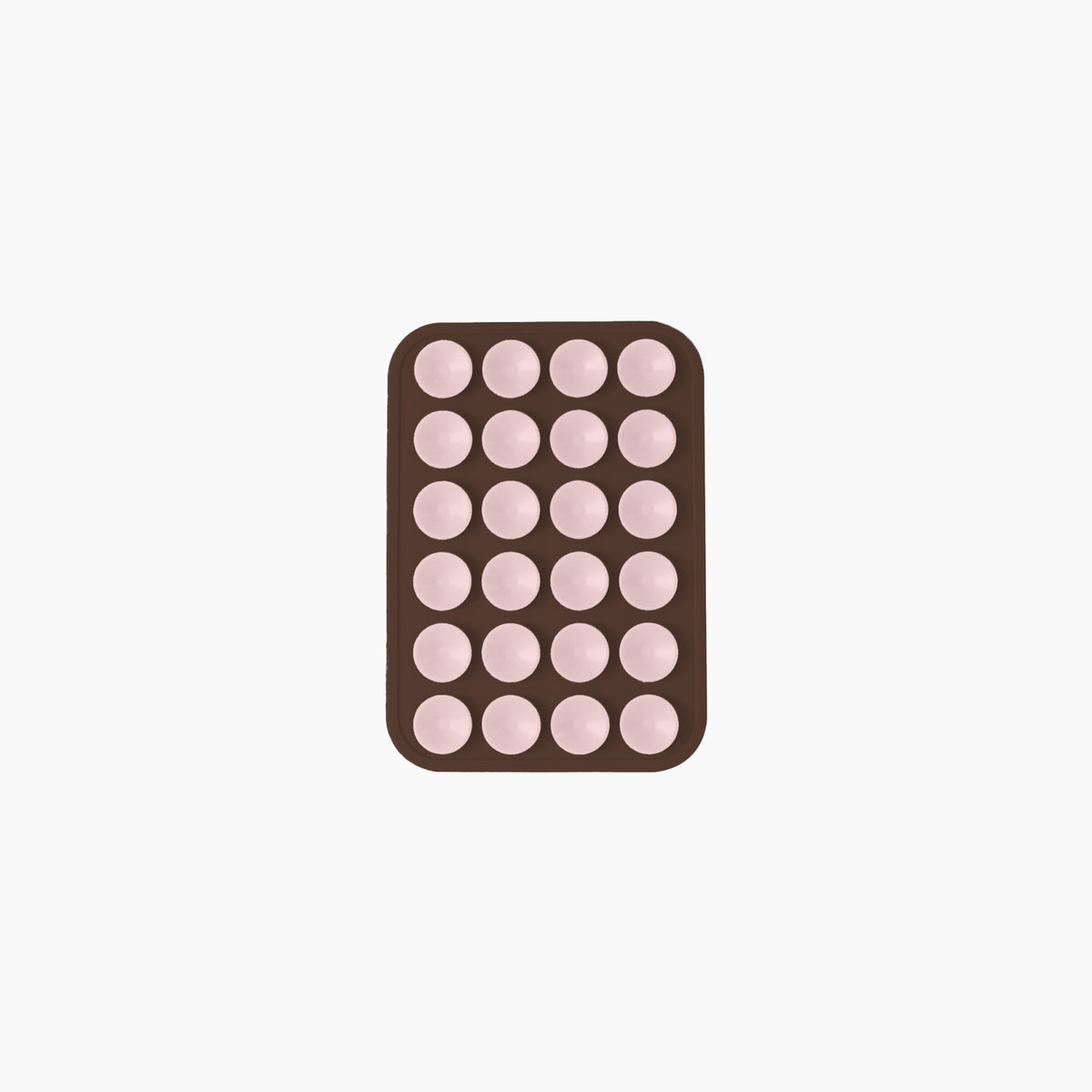 Artikl Snug SnugMag Bi-colour Magnetic Suction Cup Phone Mount in Chocolate Brown & Cherry Blossom, featuring 24 pink suction cups on a brown base