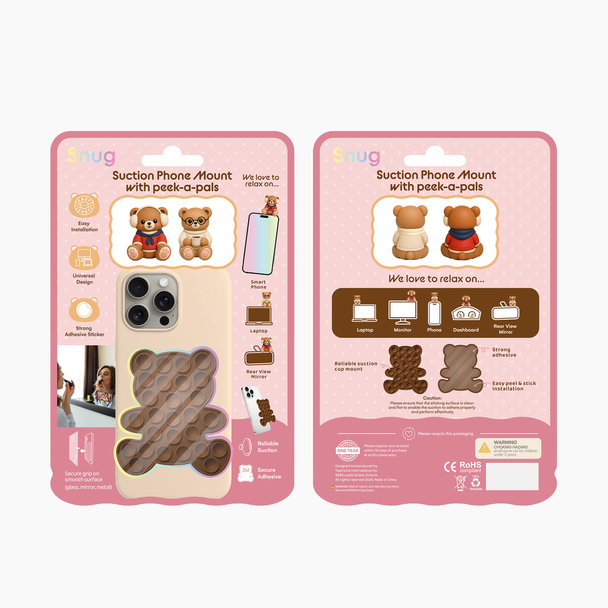 Snug Peek-A-Pals (2 pcs) Bear and SnugStick Bundle