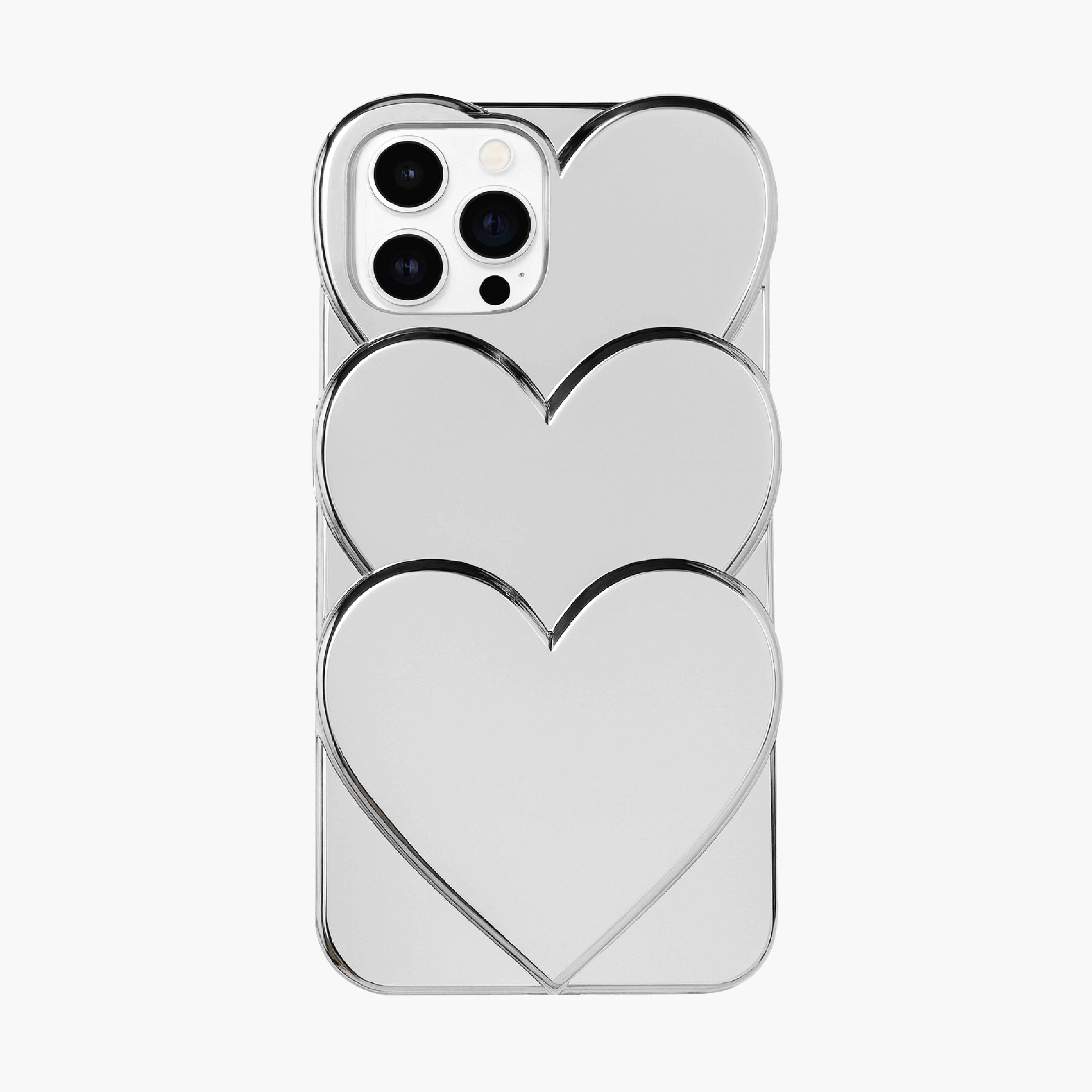 Stuck Heart Phone Case for iPhone 16 Pro Max - Silver