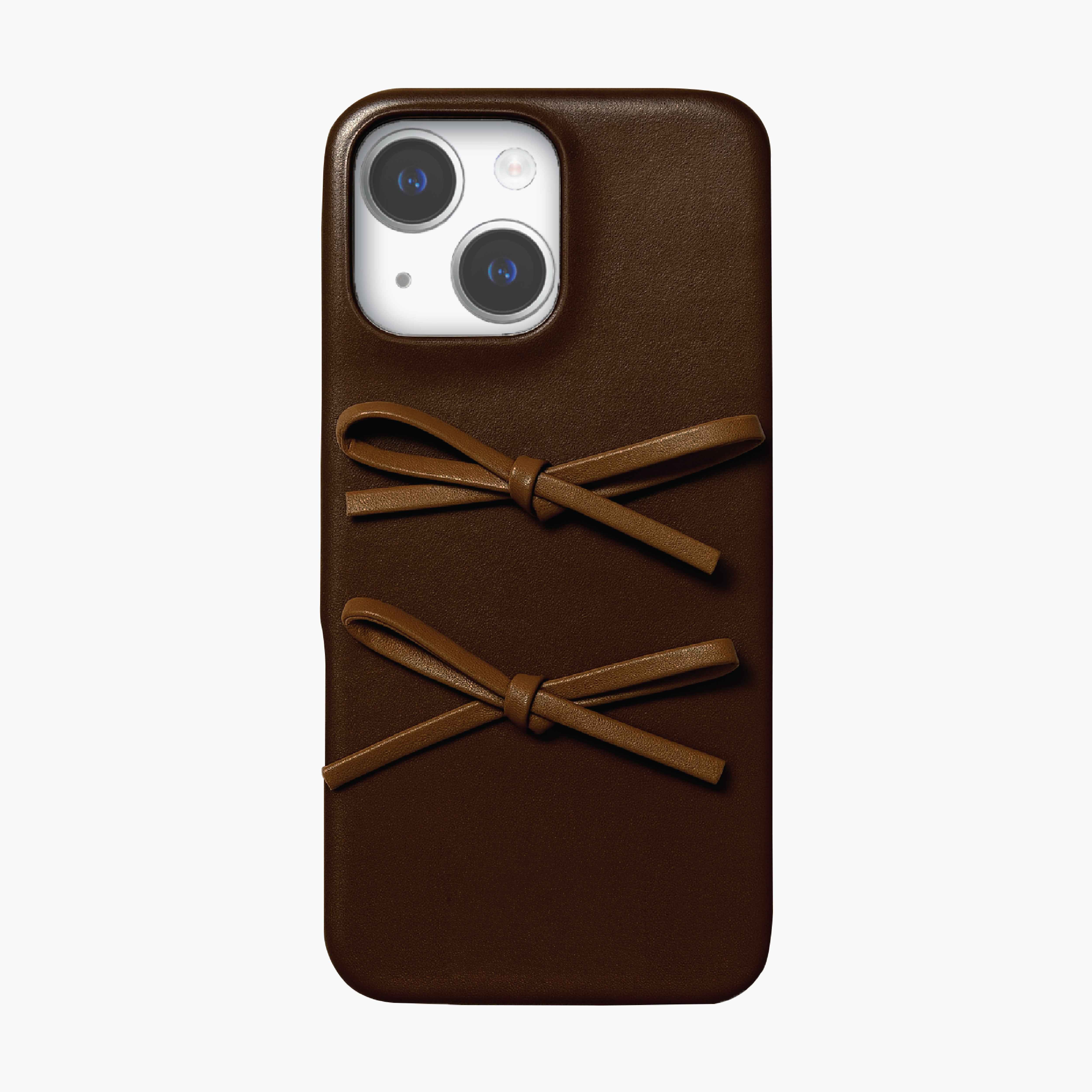 Double Bow Vegan Leather Phone Case for iPhone 15/14/13