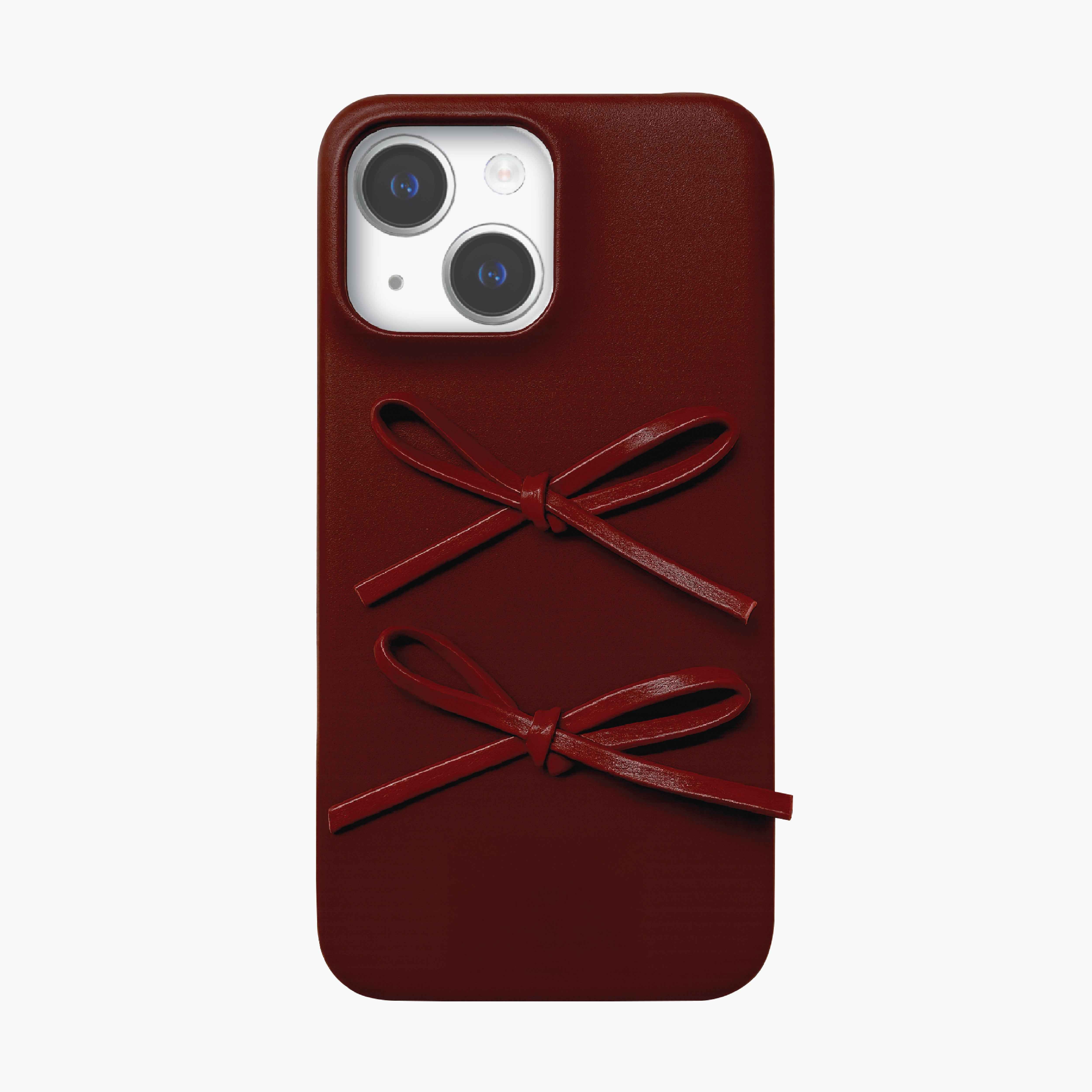 Double Bow Vegan Leather Phone Case for iPhone 15/14/13