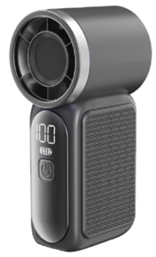 Mini Portable Turbo Handheld Fan with LED Digital Display - Black