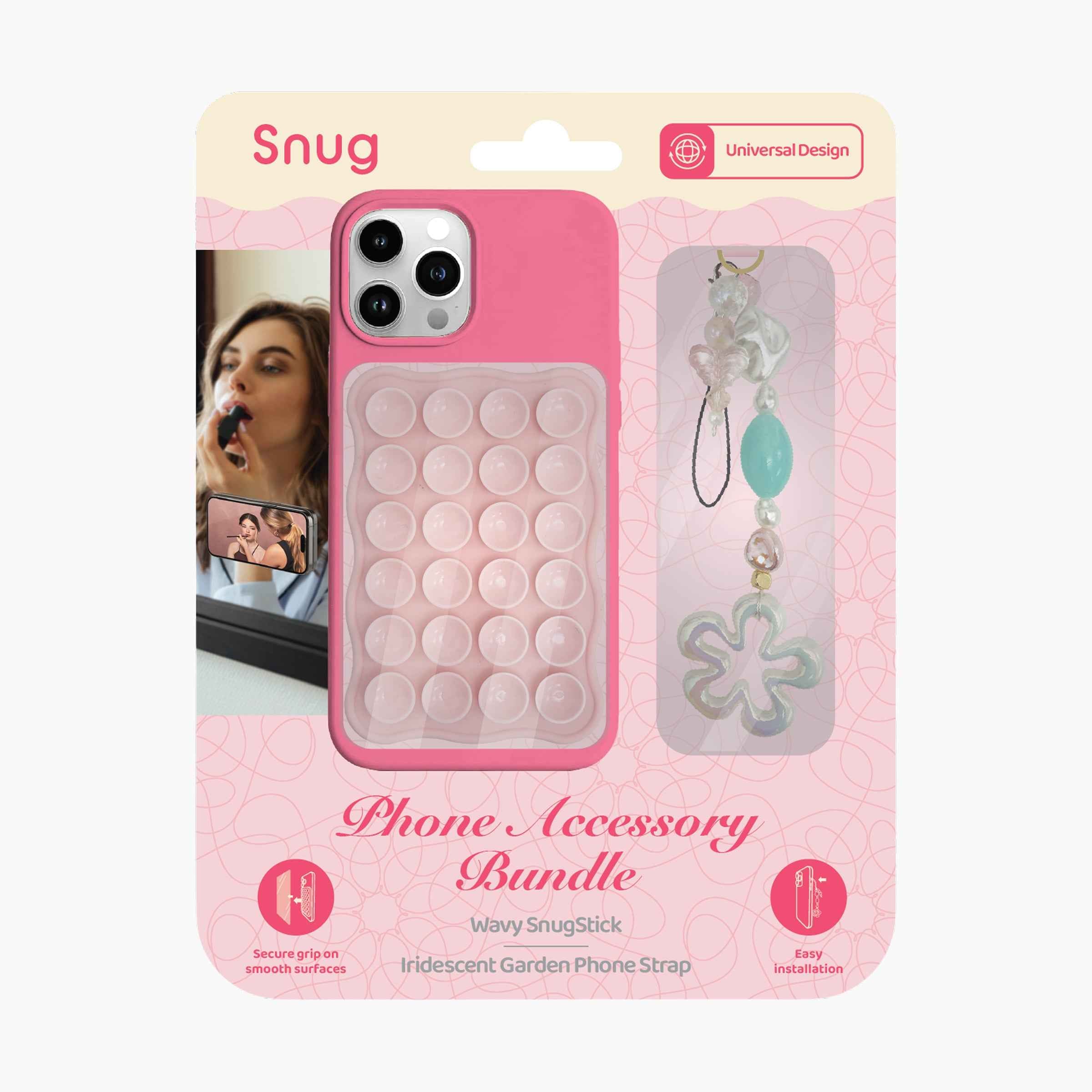 Snug Wavy OctoStick Suction Mount with Phone Strap - Blush Pink