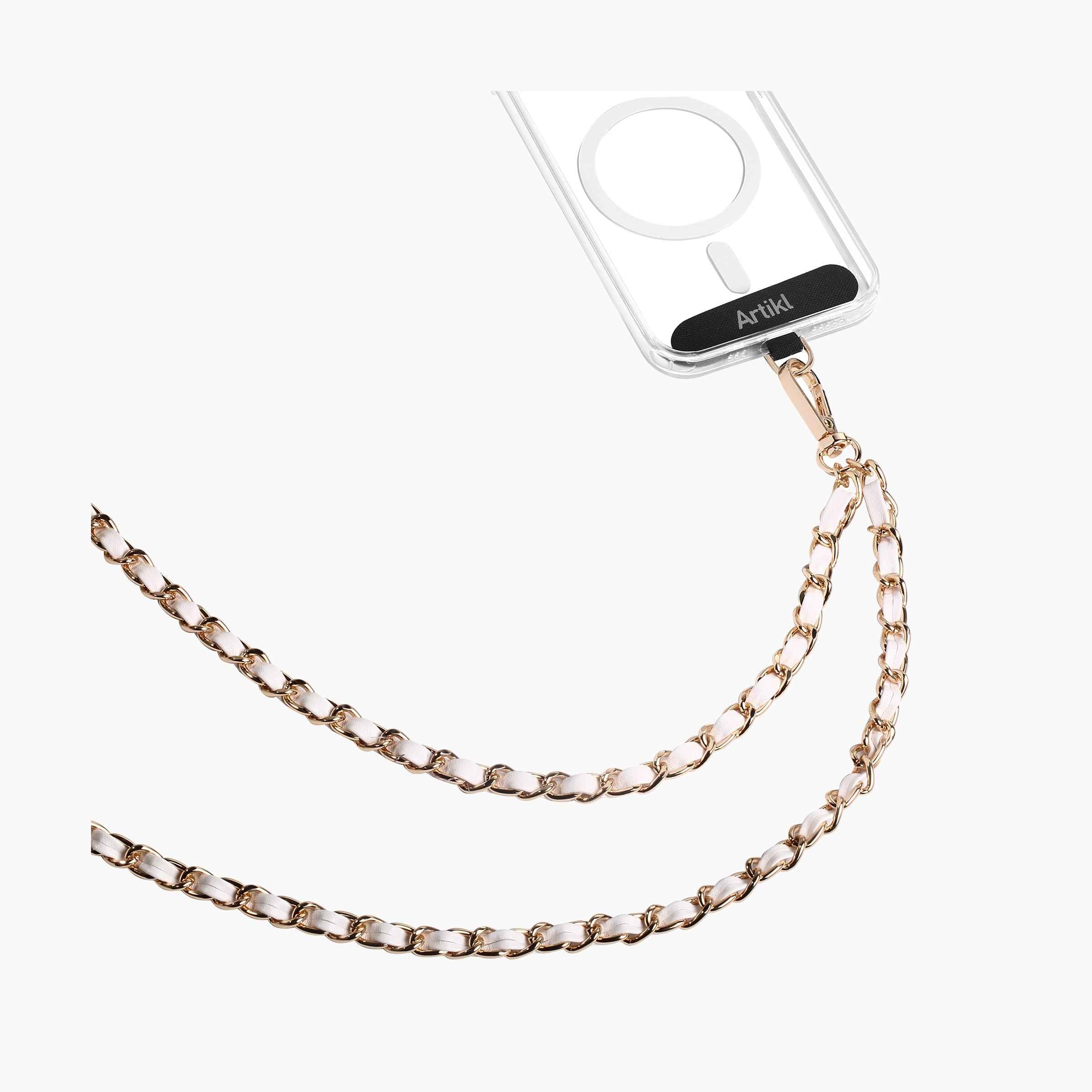Universal Vegan Leather & Metal Chain Phone Strap