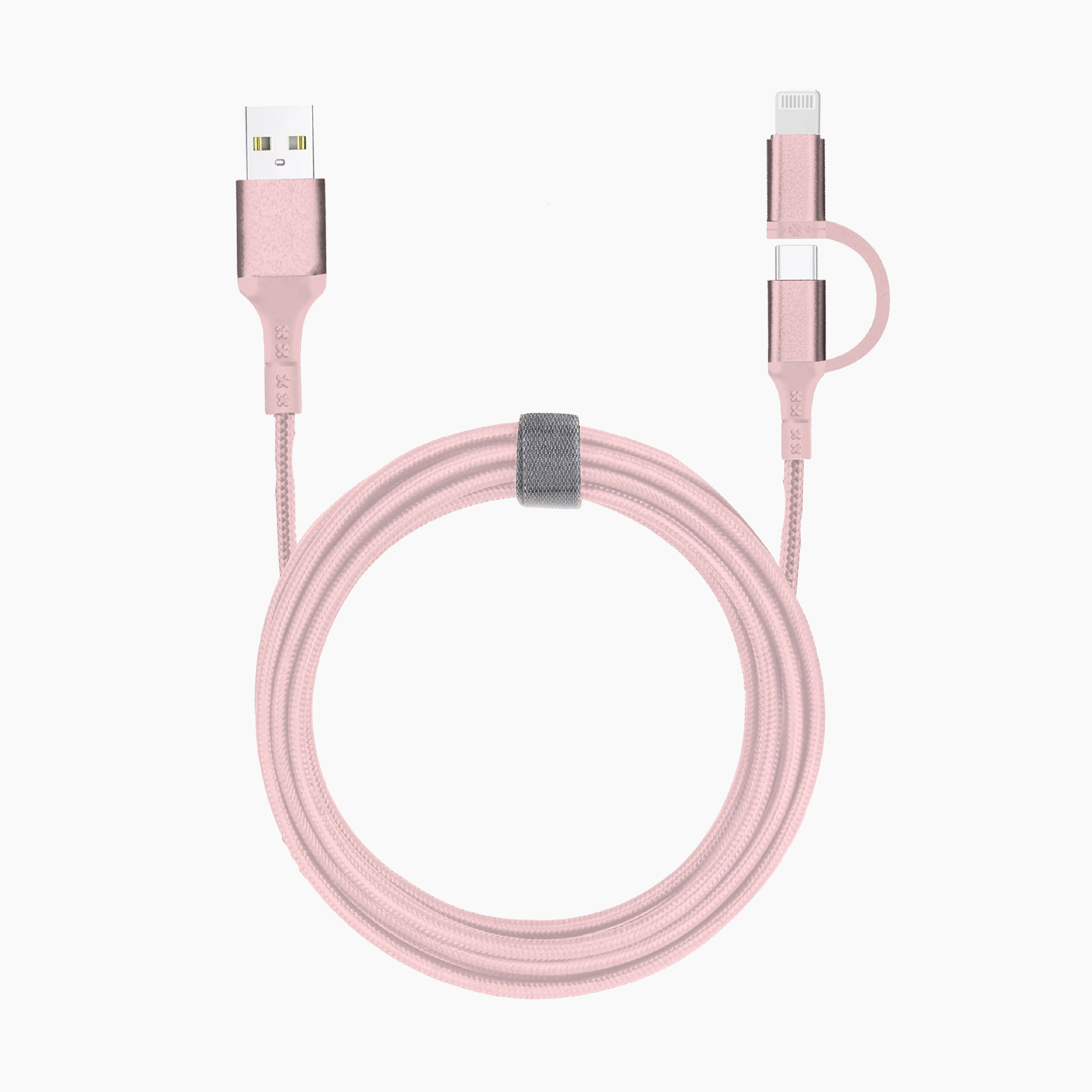 10FT 2-in-1 Cable (USB-A to USB-C/Lightning) Paper Box - Black