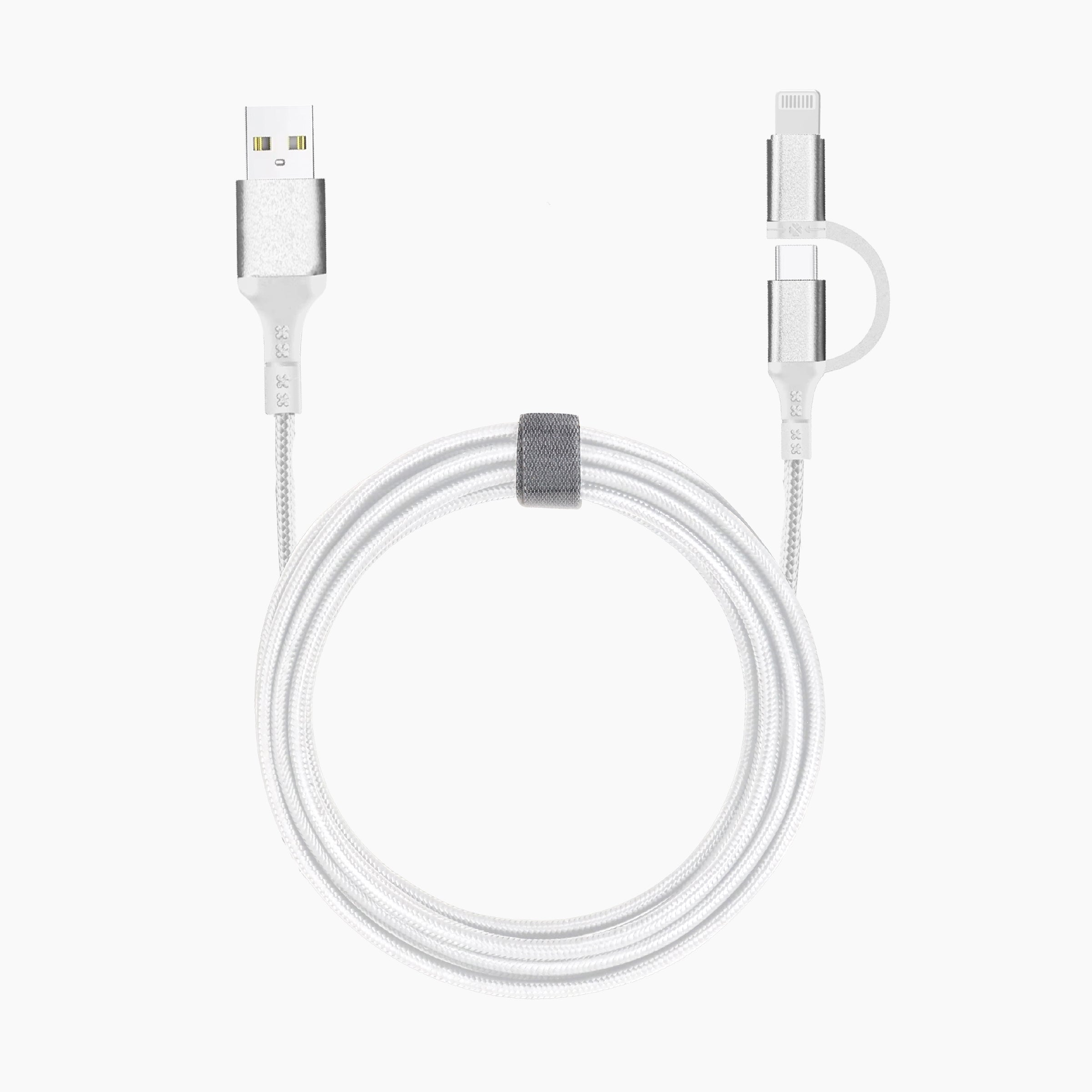 10FT 2-in-1 Cable (USB-A to USB-C/Lightning) Paper Box - Black