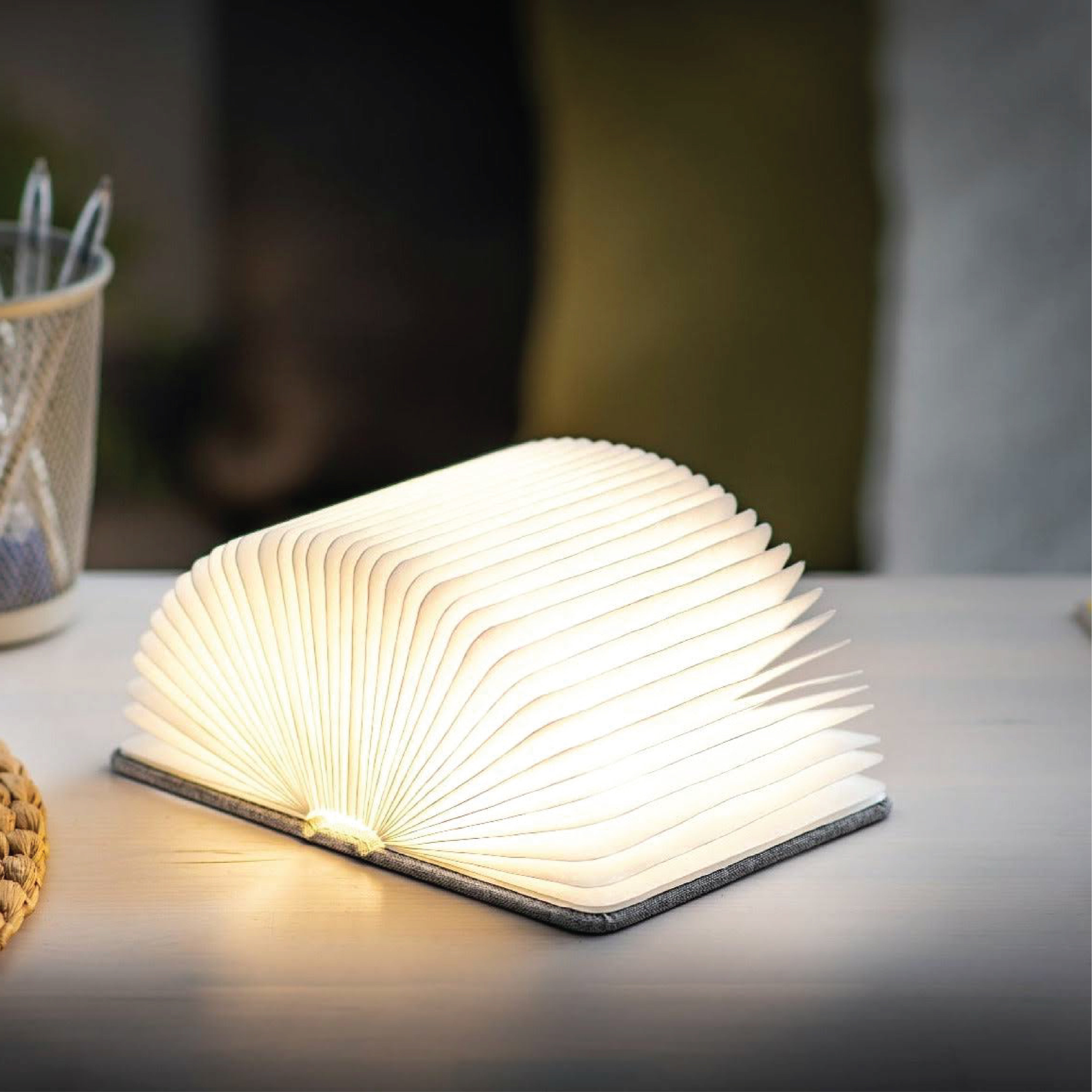 Grey Fabric Book Lamp