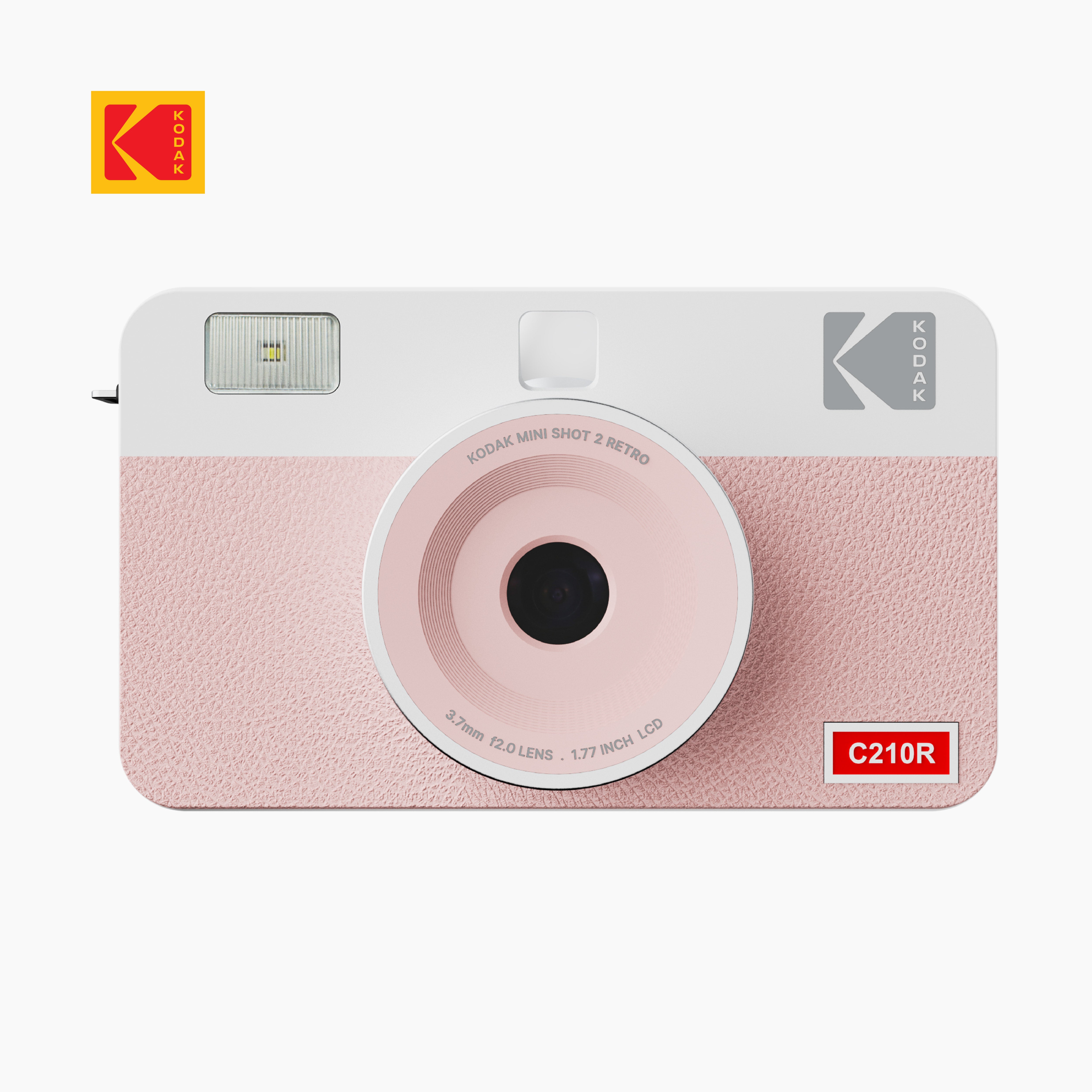 Pink and white kodak instant camera