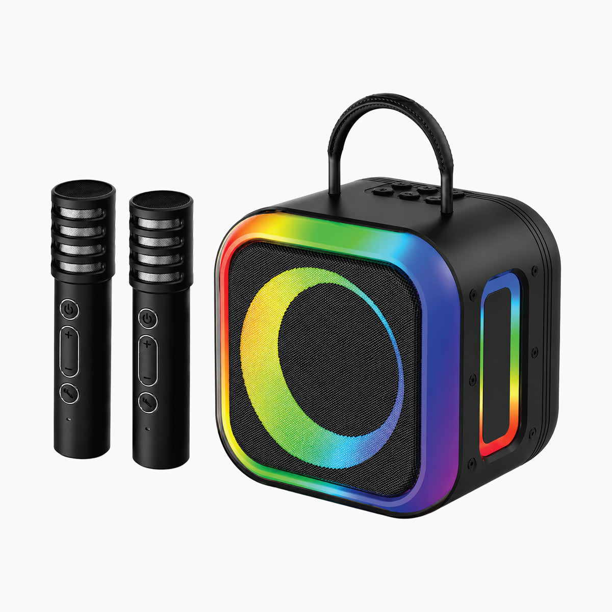 Portable Bluetooth Karaoke Machine with 2 Wireless Mics & RGB Lights