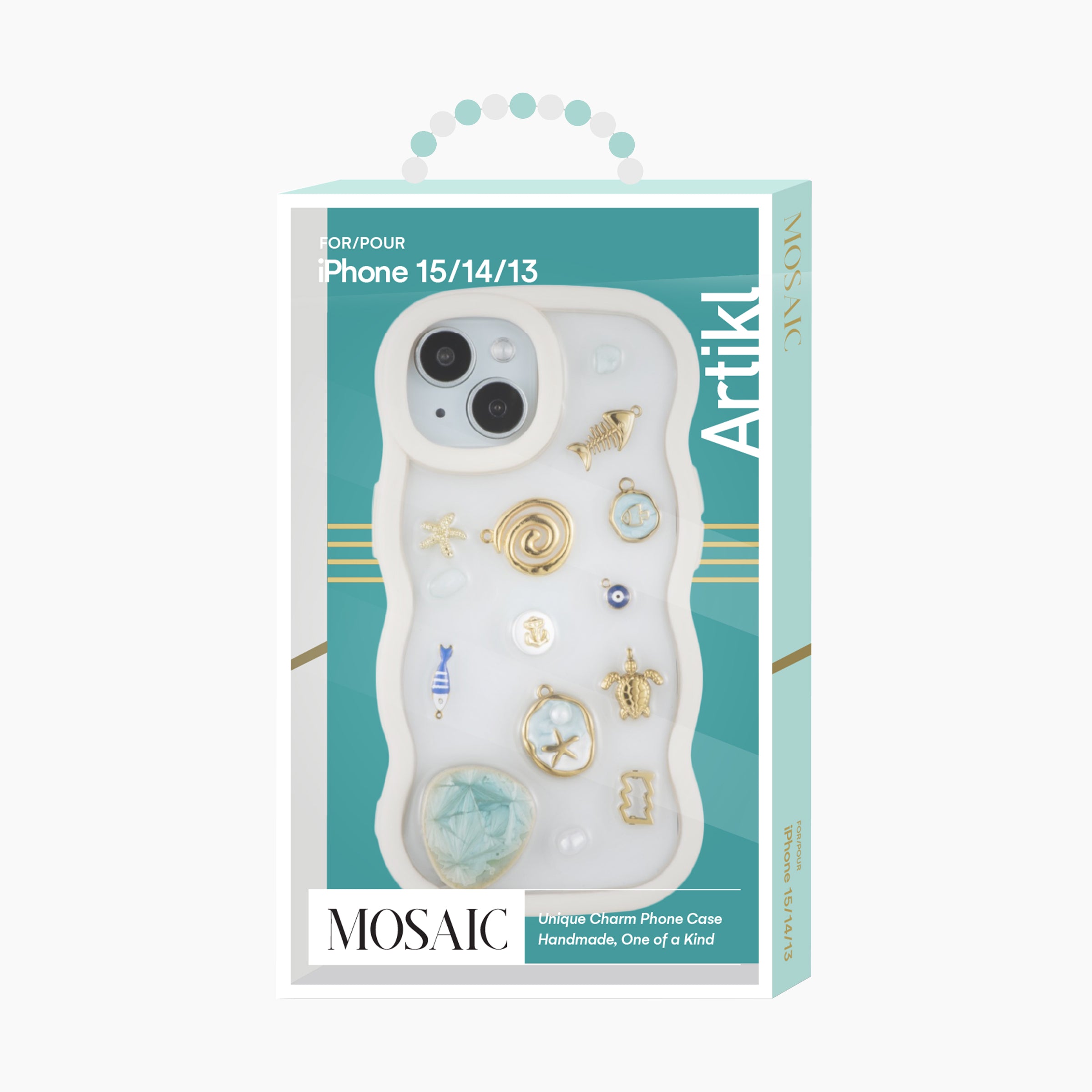 Phone case packaging with 'Artikl' branding on a white background