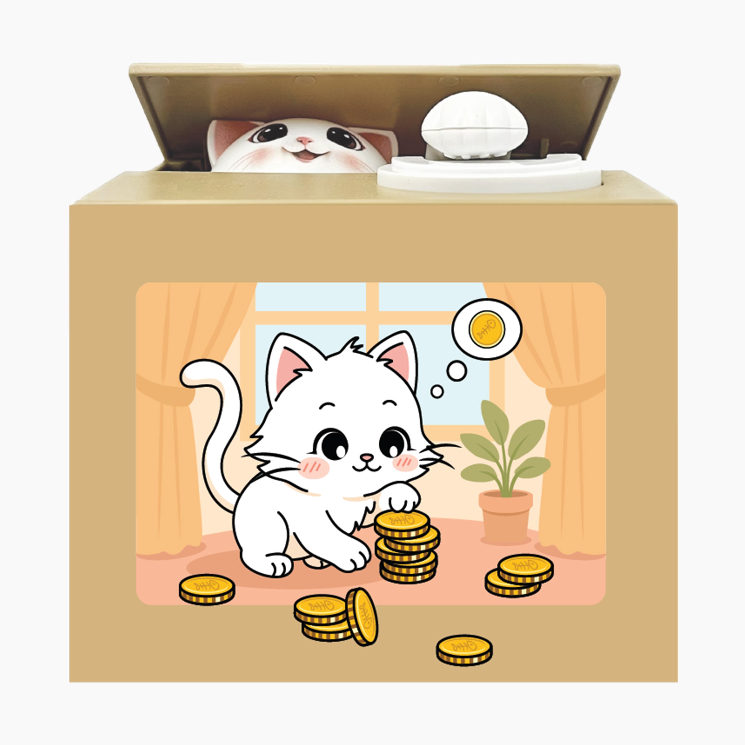 Cat Grabbing Coin Bank