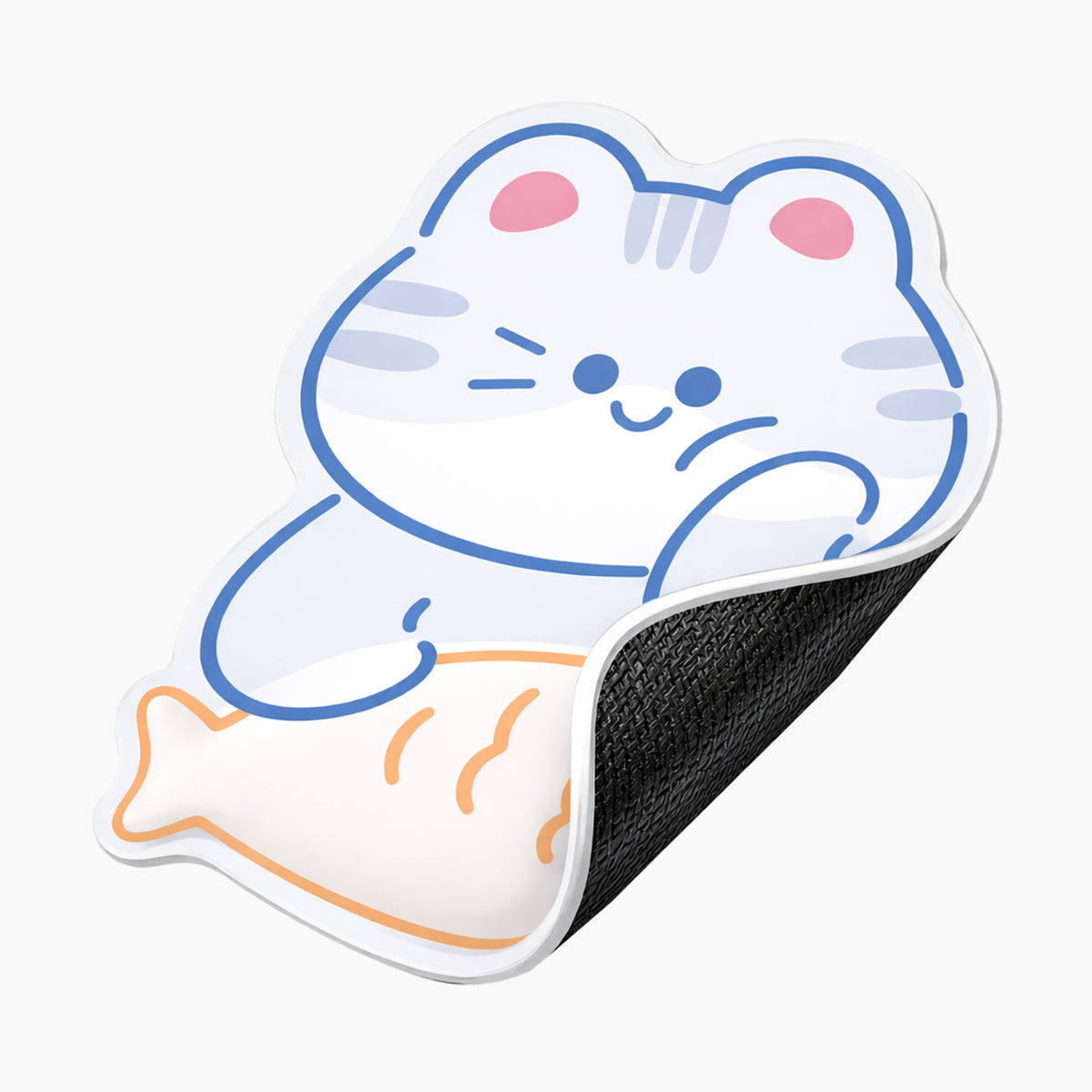 Padded Mouse Pad with Cotton Foam Wrist Rest - Cat & Fish